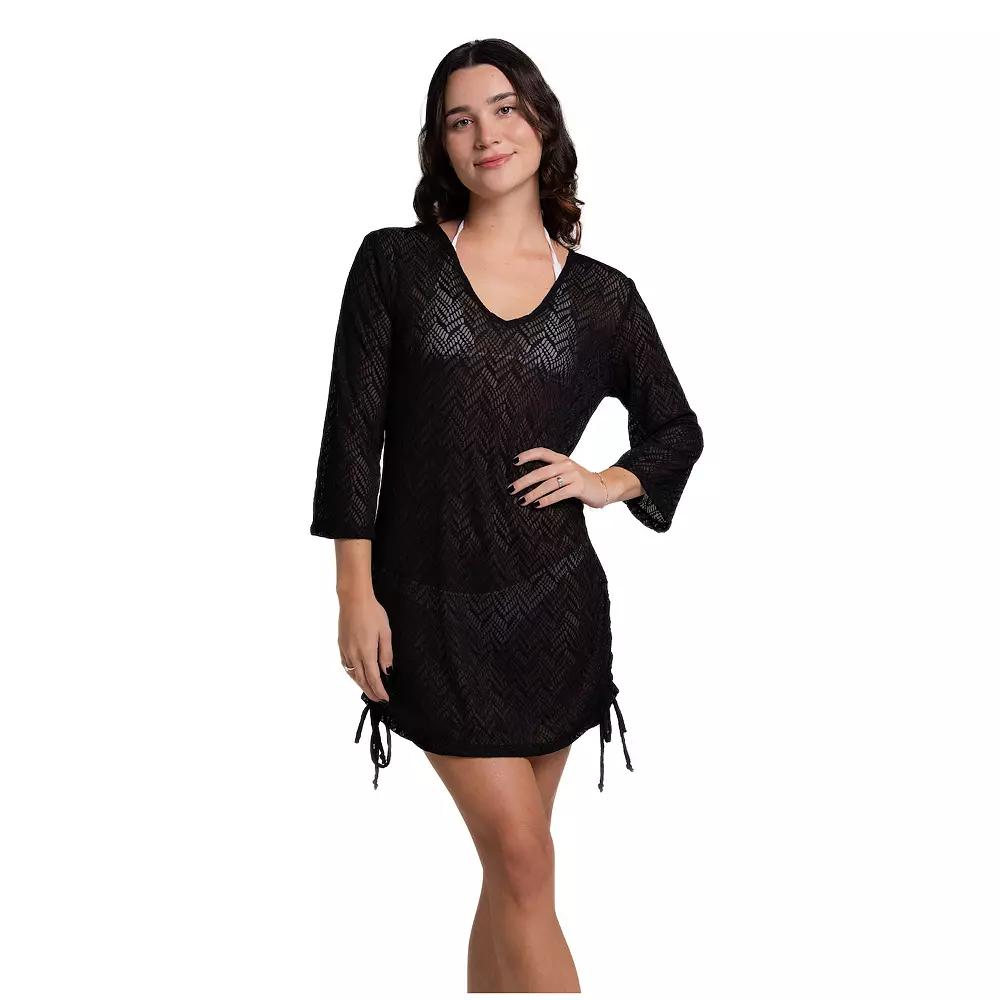 Women's Portocruz V-Neck Tunnel Side Tunic Swim Cover Up, Size: Large, Black Product Image