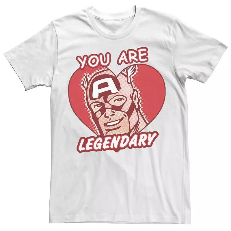 Big & Tall Marvel Captain America Legendary Heart Valentines Day Comic Tee, Men's,  Product Image