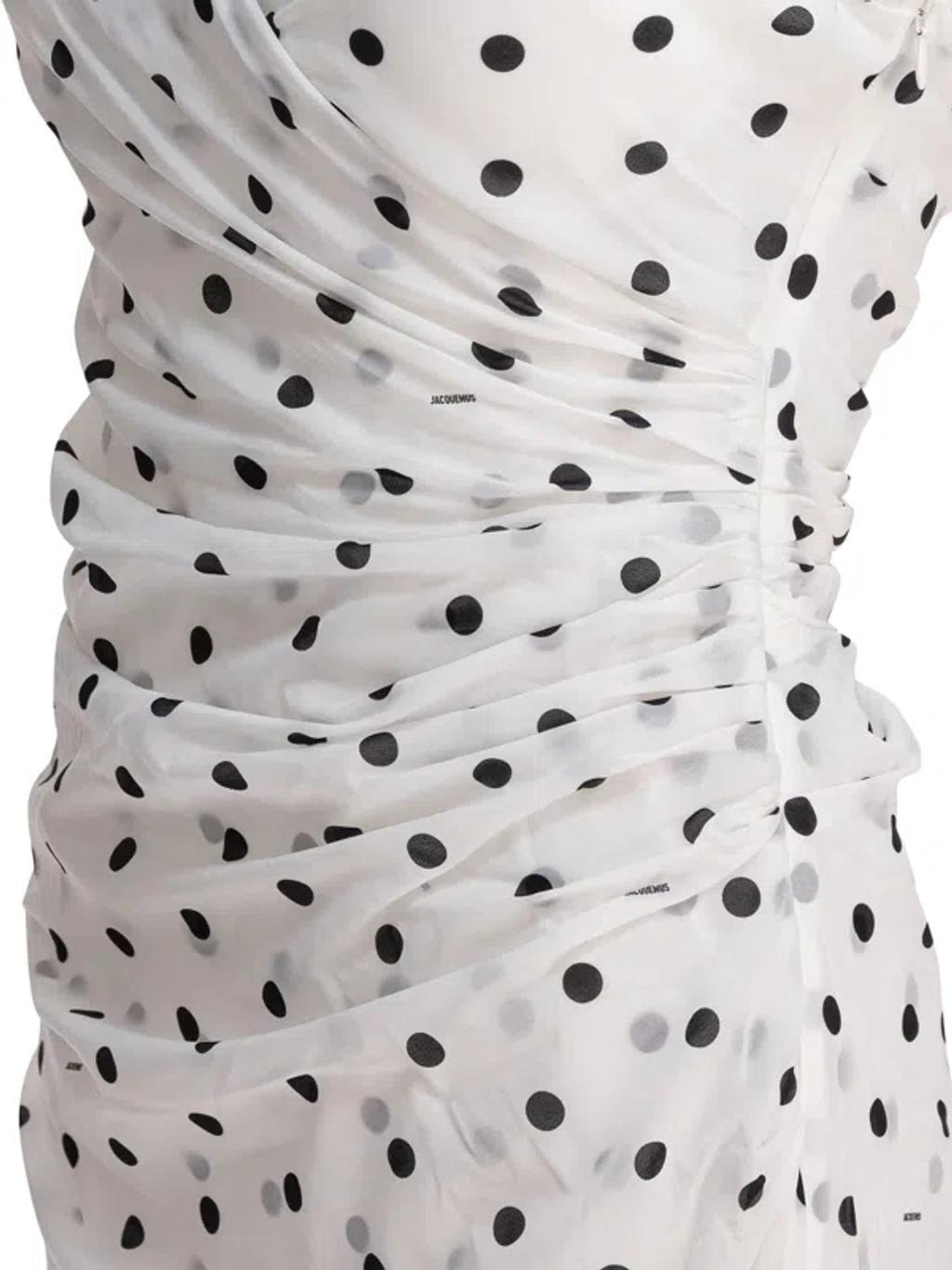 JACQUEMUS Women Rita Pois Long Dress In White Product Image