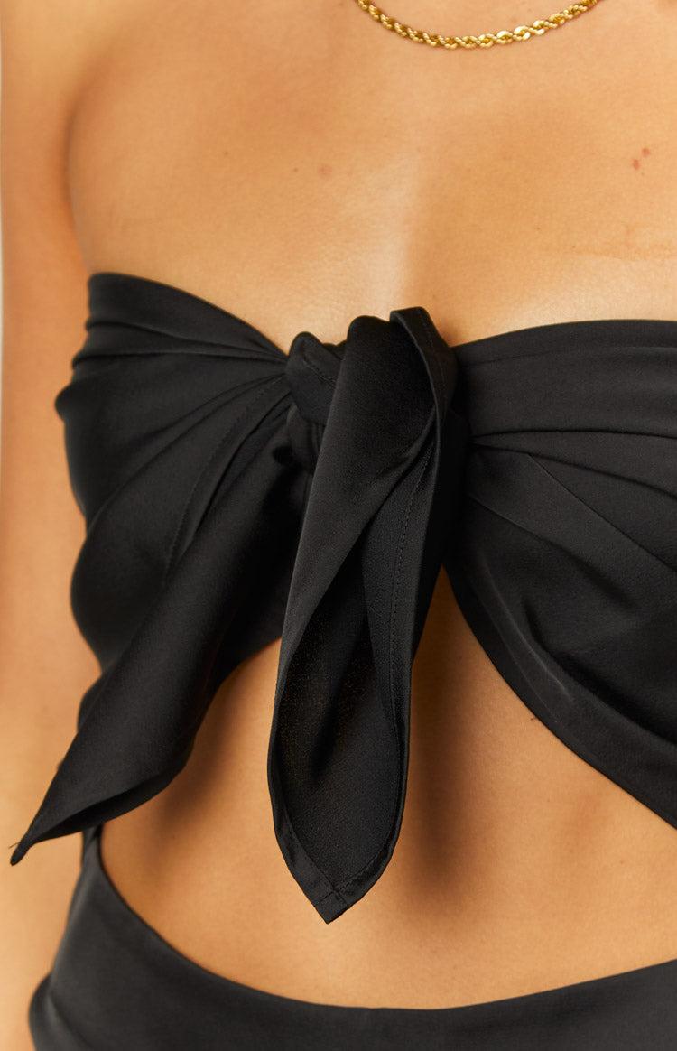 Mykonos Black Scarf Top Product Image