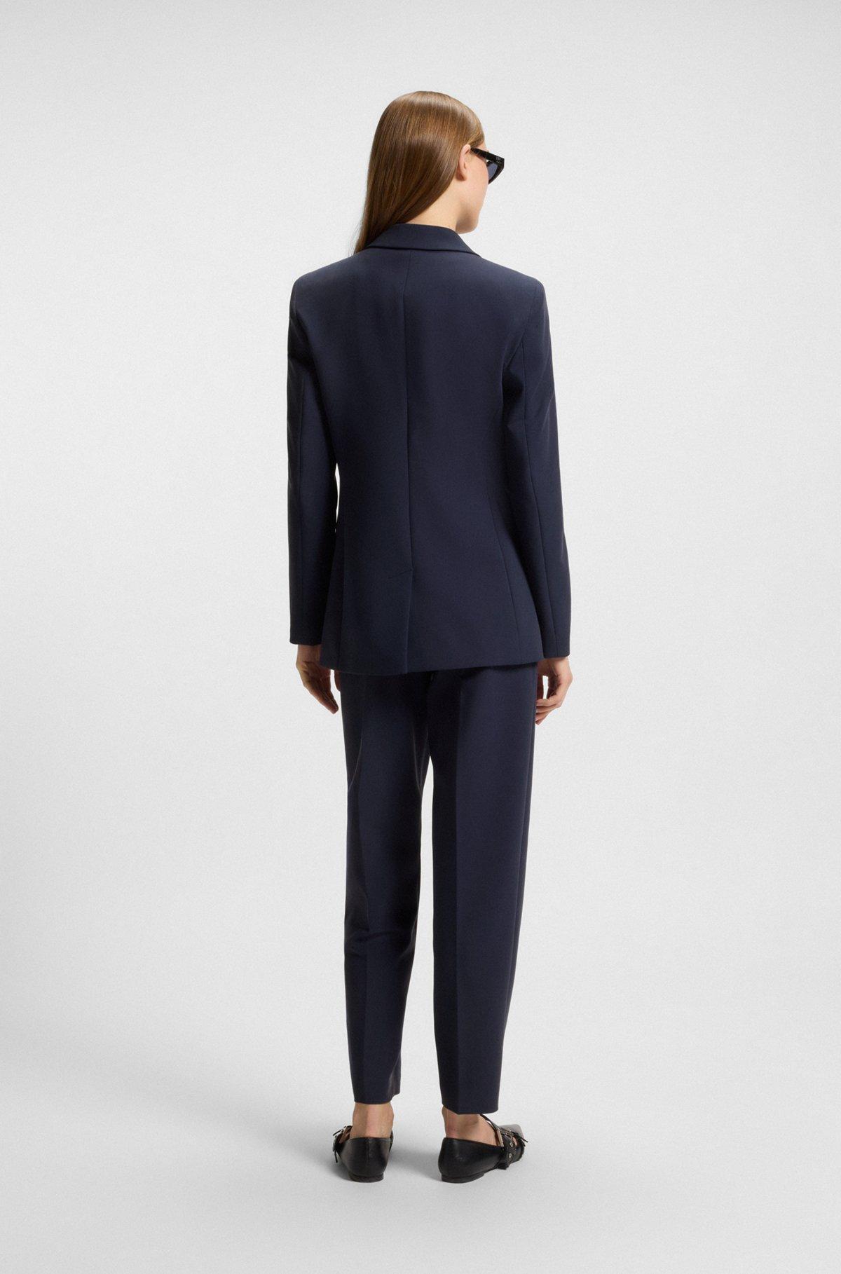 HUGO - Relaxed-fit blazer in melange fabric - Dark Blue Product Image