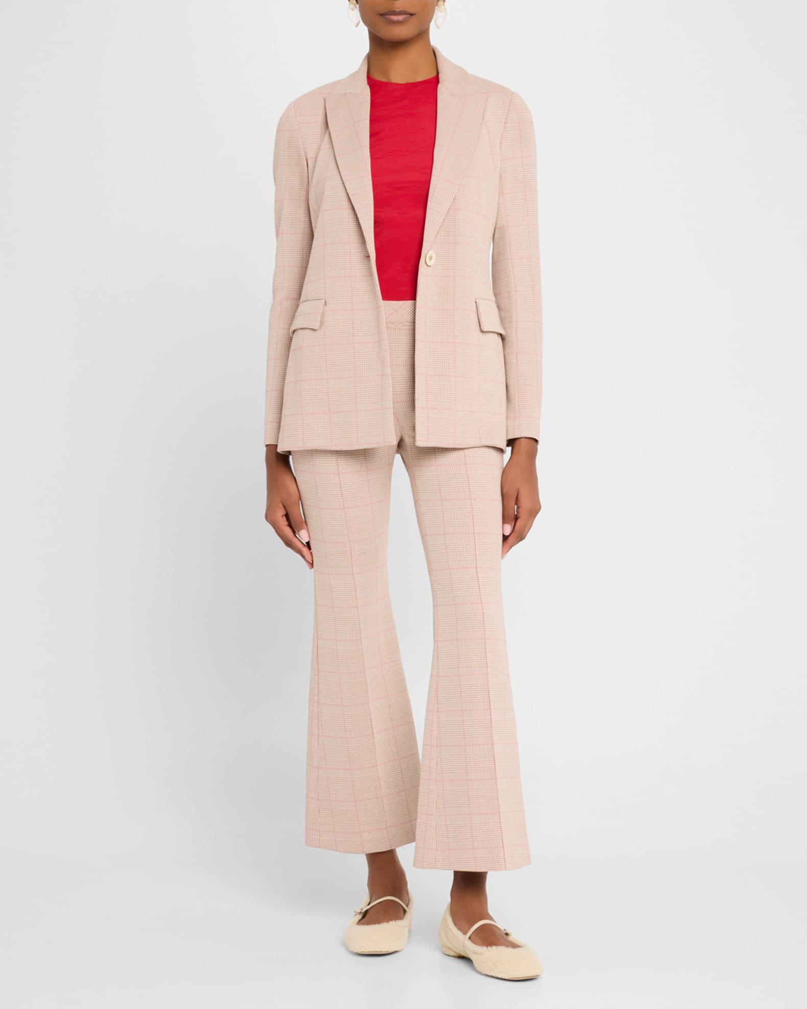 Plaid Flare Crop Pull-On Trousers Product Image