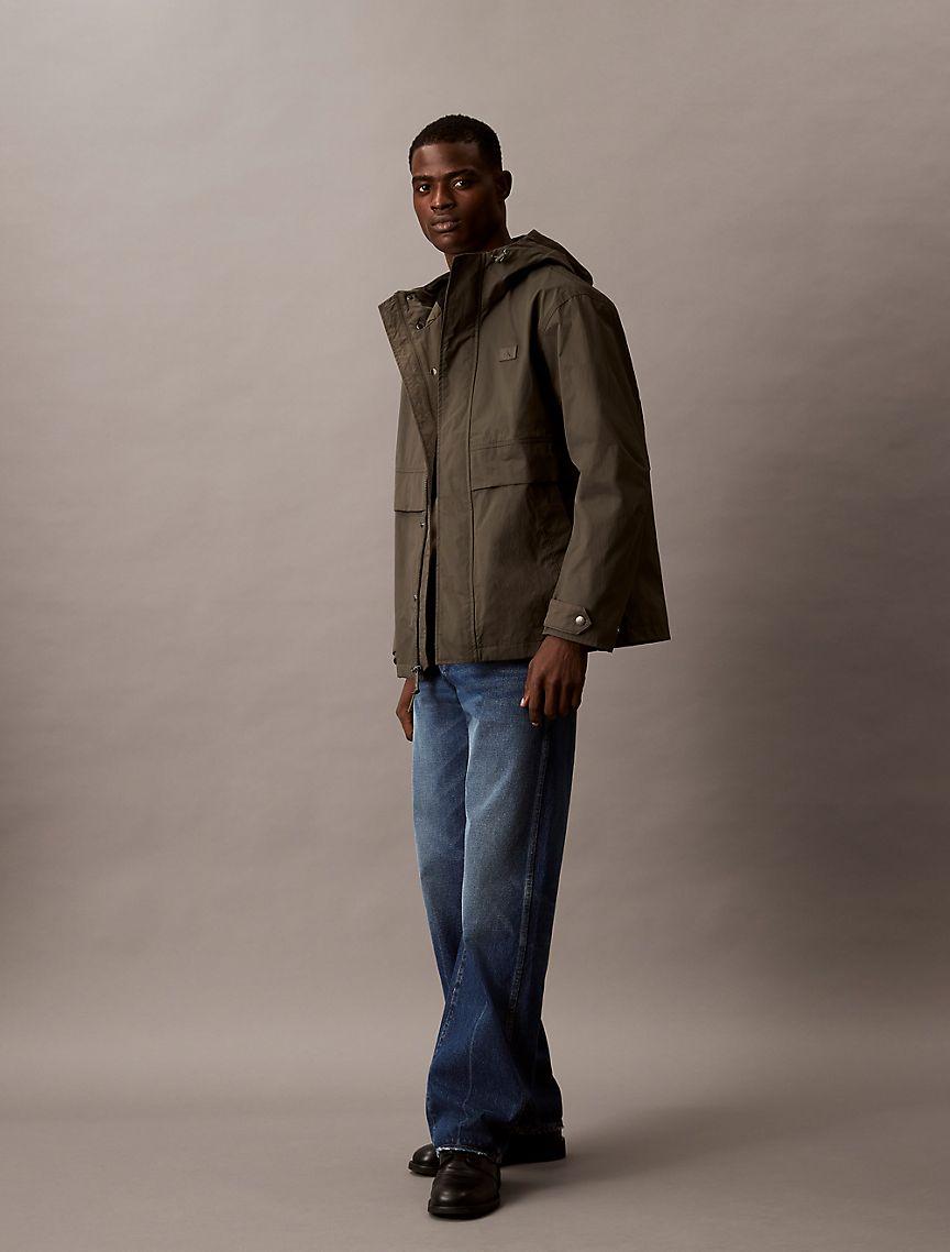 Crinkle Nylon Hooded Windbreaker Jacket Product Image