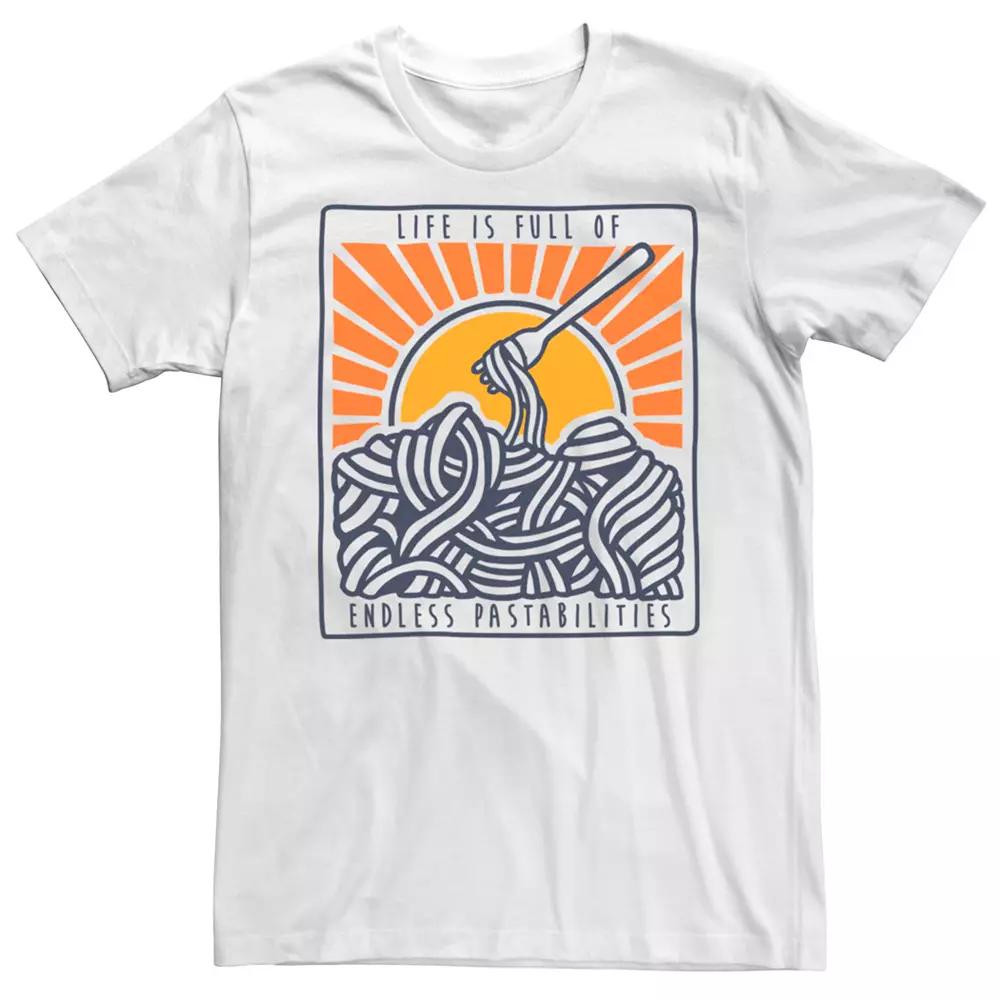 Men's Life Is Full Of Endless Pastabilities Tee, Size: 3XL, White Product Image