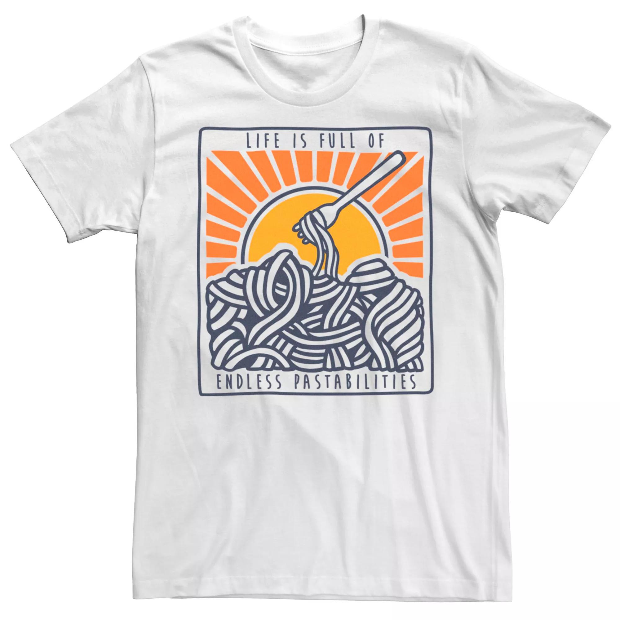Men's Life Is Full Of Endless Pastabilities Tee, Size: 3XL, White Product Image