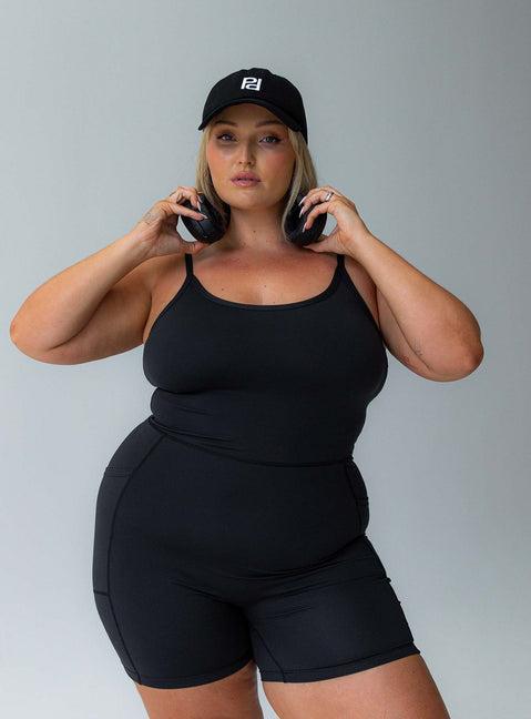 Feel Good Contour Activewear Catsuit Black Curve Product Image