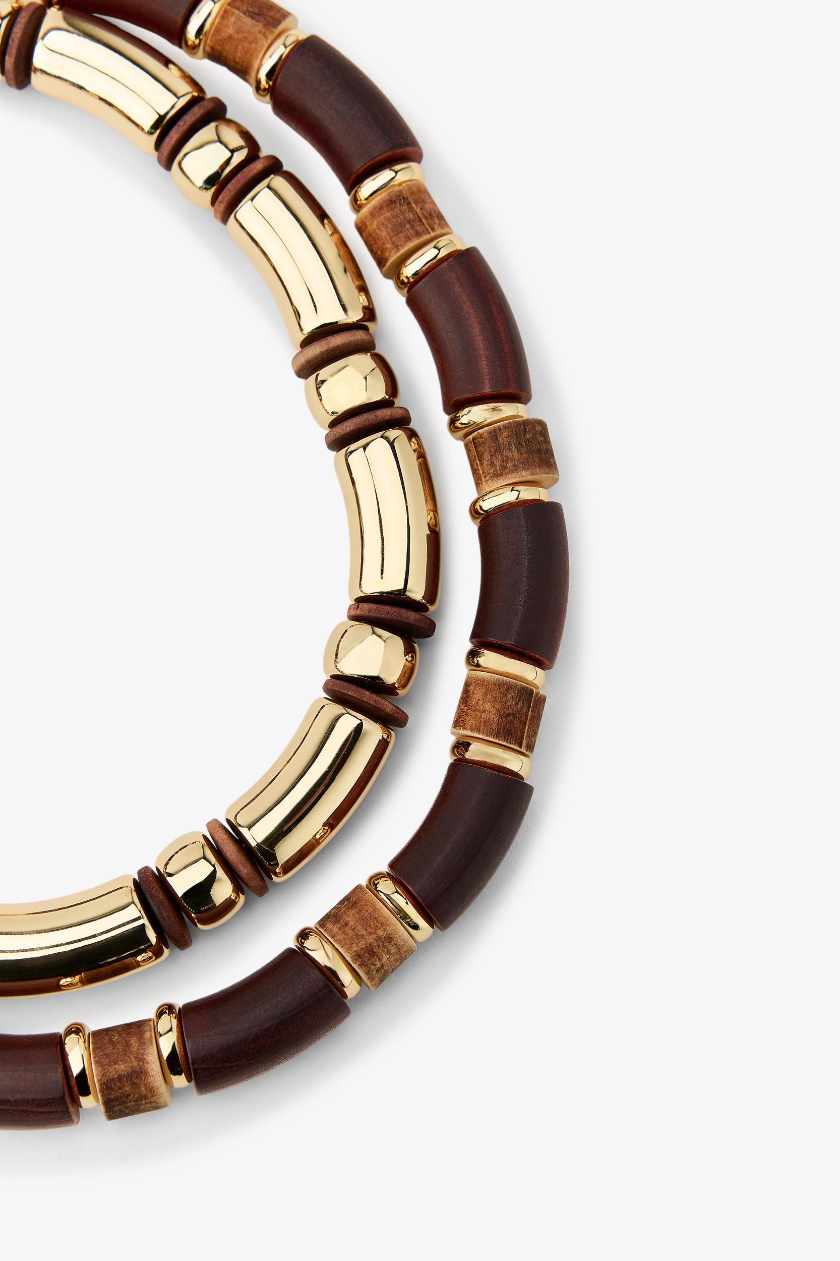 3-PACK OF ELASTIC WOOD BRACELETS Product Image