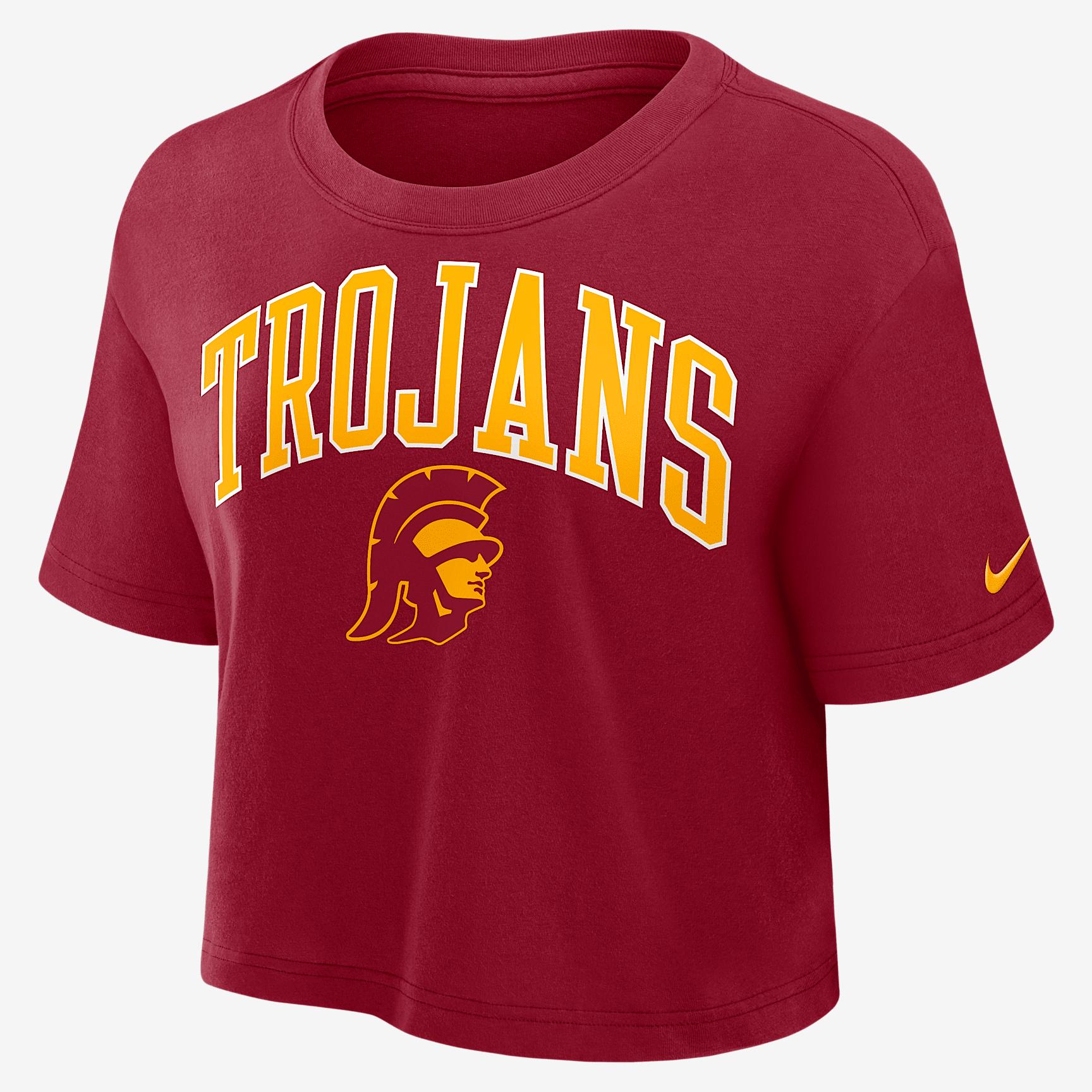 USC Athletic Prep Arch Nike Womens Dri-FIT College Cropped T-Shirt | 01D469WSCJ-X0L Product Image