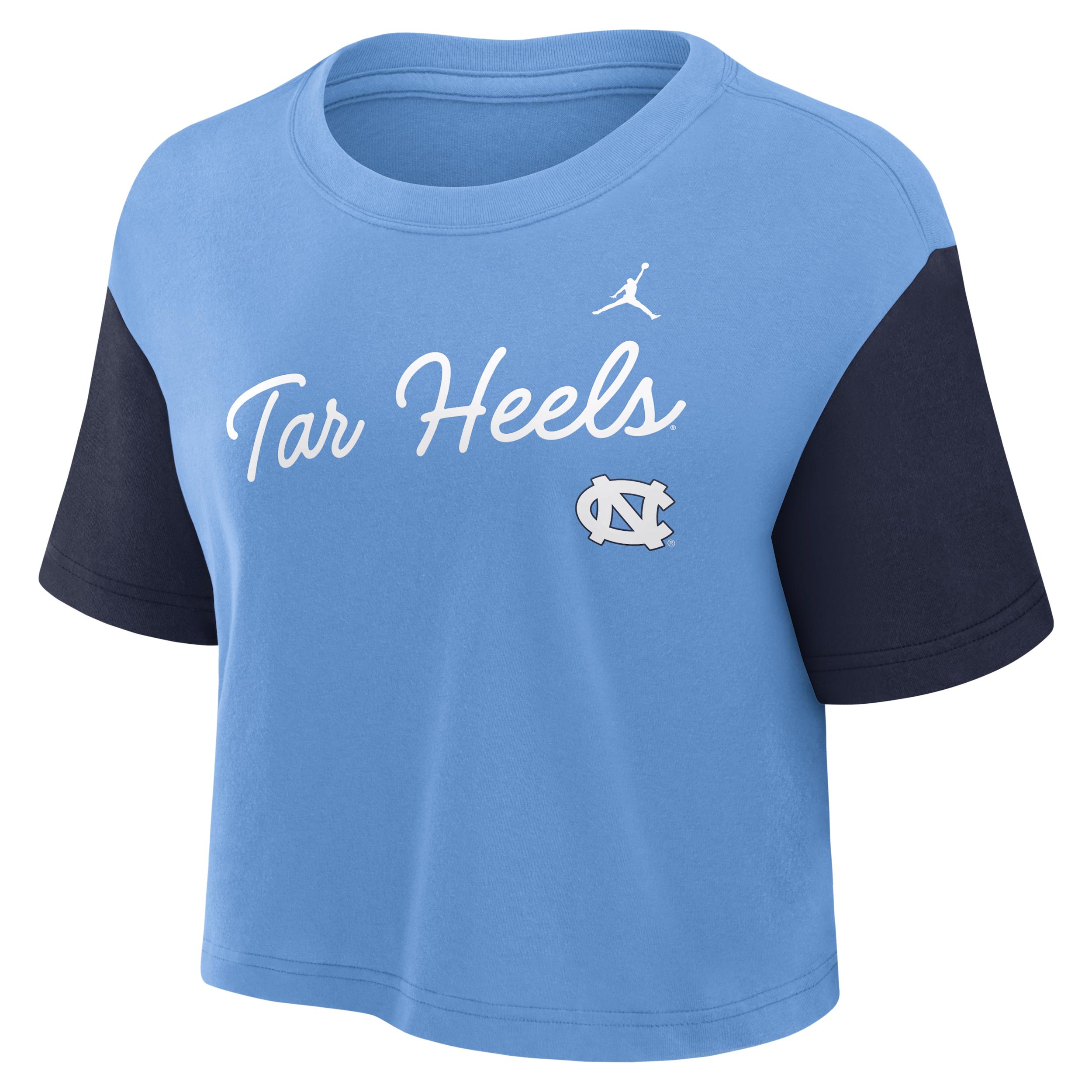 Womens North Carolina Script Jordan Brand Dri-FIT College Cropped T-Shirt | 0JD4195UNCN-8HZ Product Image
