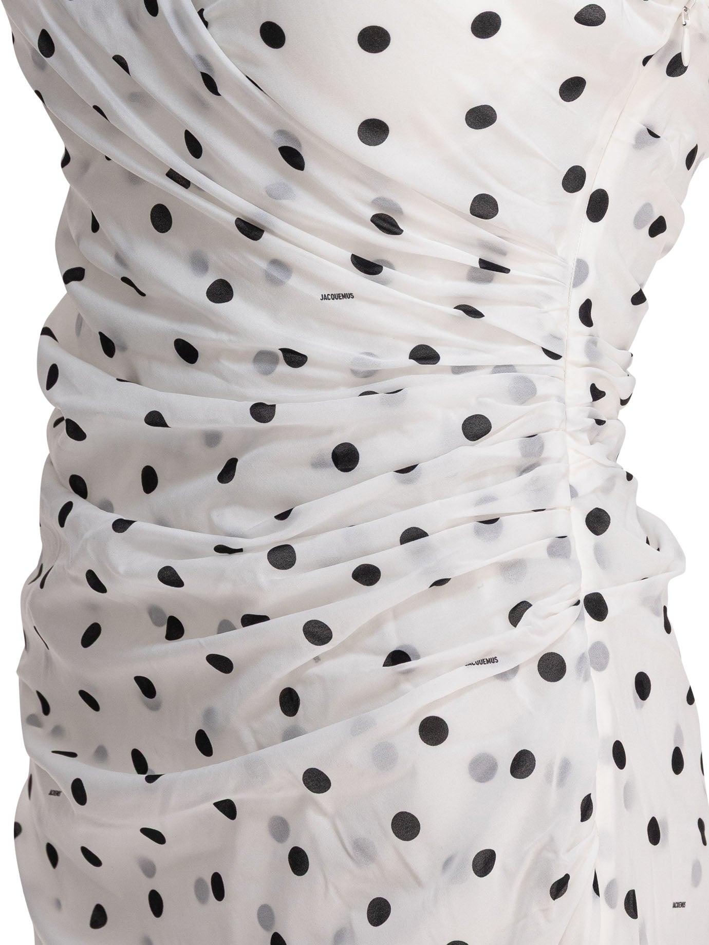 JACQUEMUS Women Rita Pois Long Dress In White Product Image