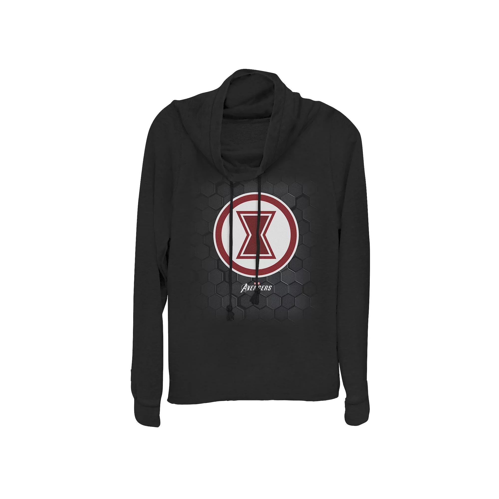 Juniors' Marvel Gamerverse Black Widow Symbol Hexagon Background Cowlneck Graphic Lightweight Long Sleeve, Girl's, Size: Small Product Image