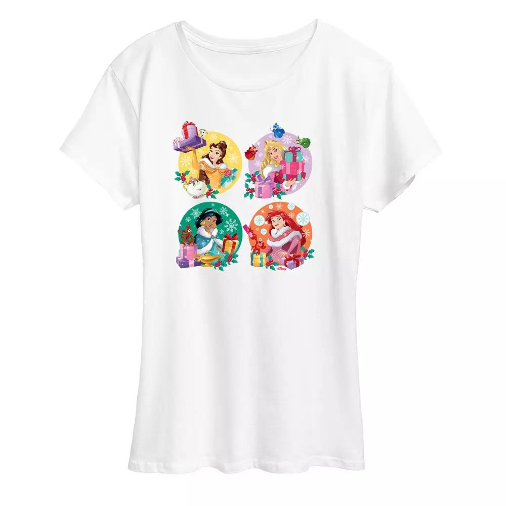Disney Princess Belle, Aurora, Jasmine And Anna Women's Holiday Graphic Tee, Girl's,  Product Image