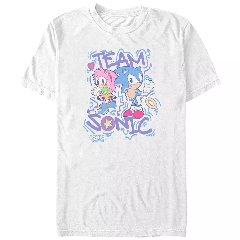 Men's Sonic The Hedgehog Team Sonic 90s Style Graphic Tee, Size: 4XL Tall, White Product Image