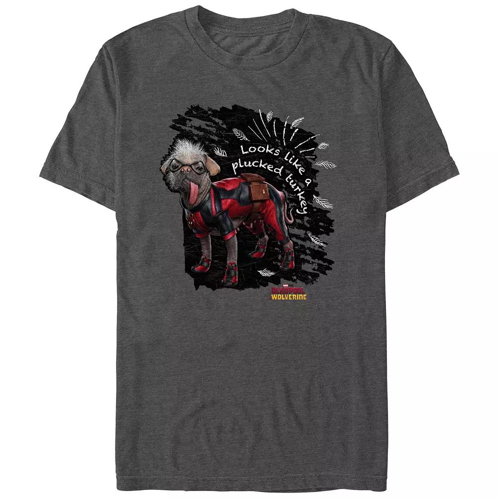 Men's Deadpool And Wolverine Dogpool Plucked Turkey Graphic Tee, Size: Medium, Grey Heather Product Image
