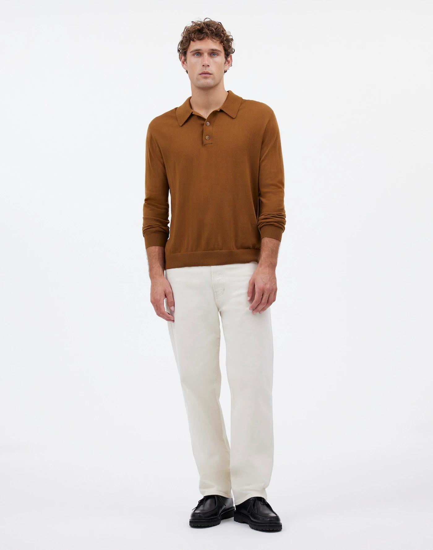 Three-Button Sweater Polo Shirt in Merino Wool Product Image