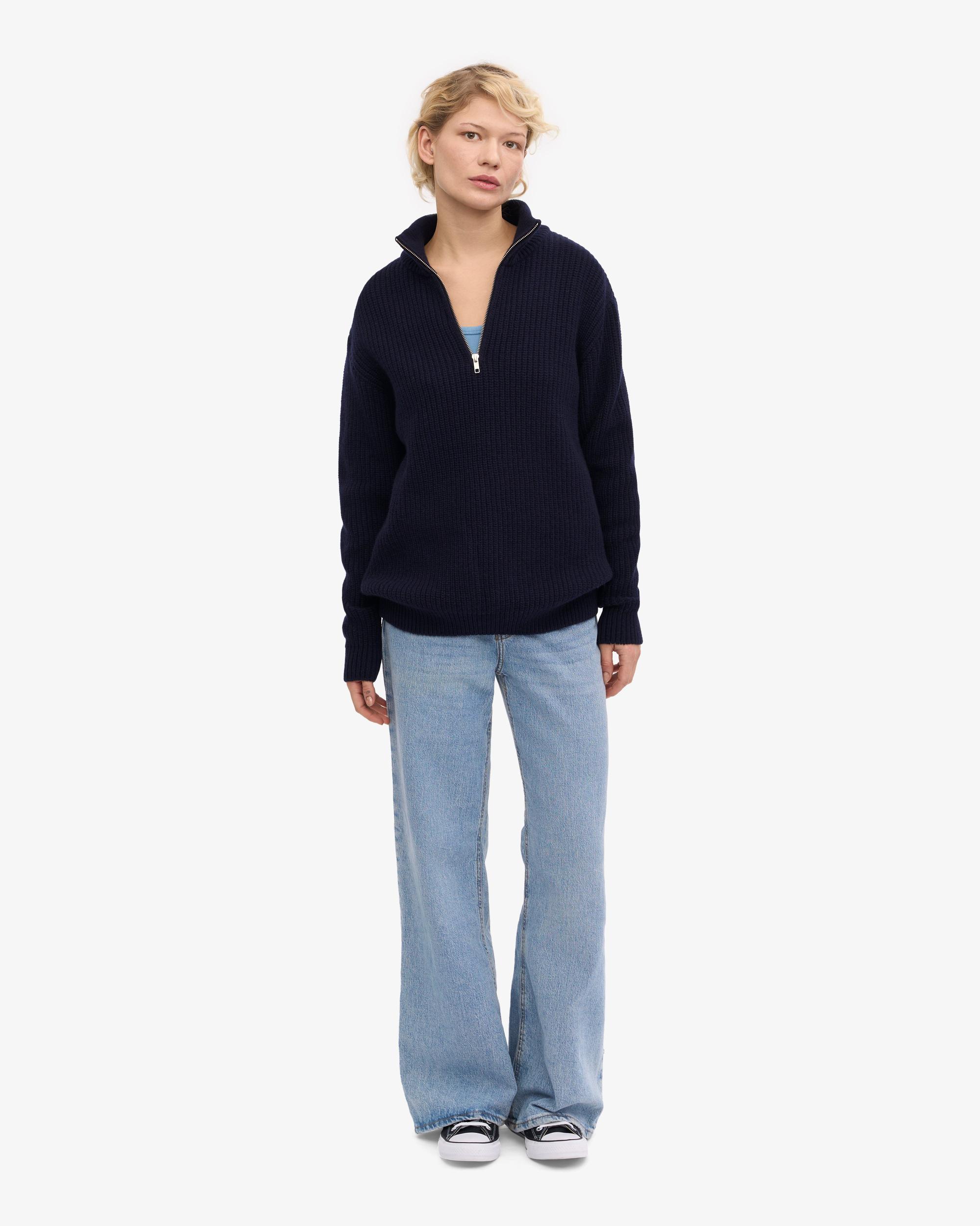 Merino Quarter Zip - Navy Blue Product Image
