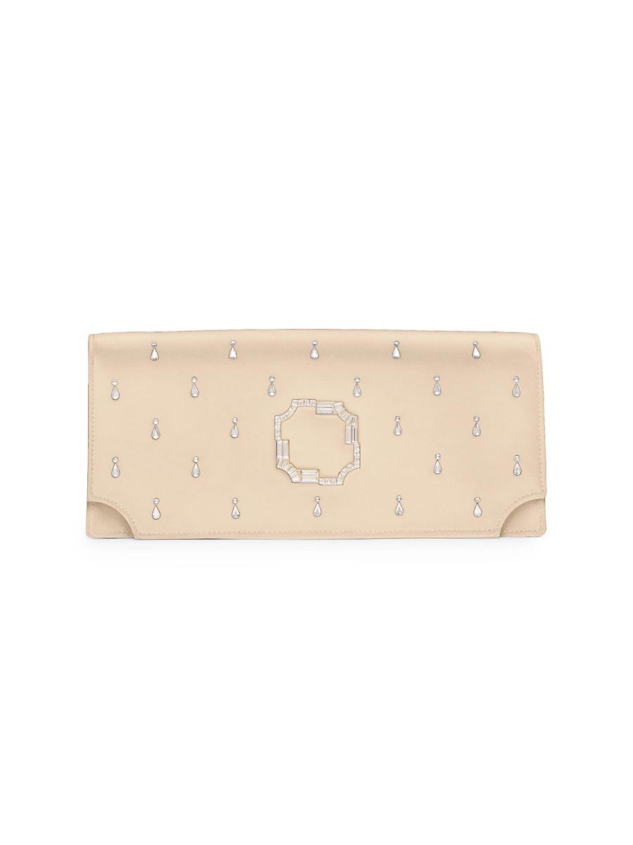 Womens Vivien Crystal-Embellished Satin Clutch Bag Product Image