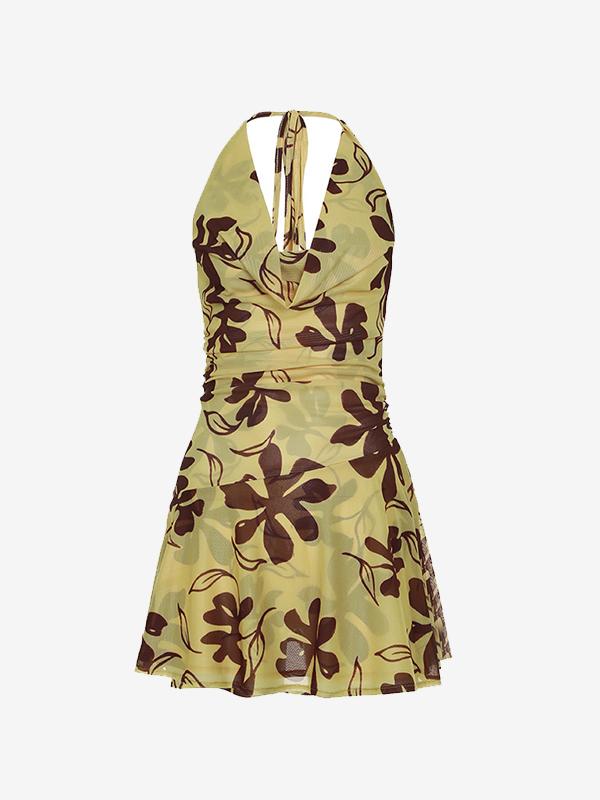 Floral Print Wrap Mini Dress Product Image