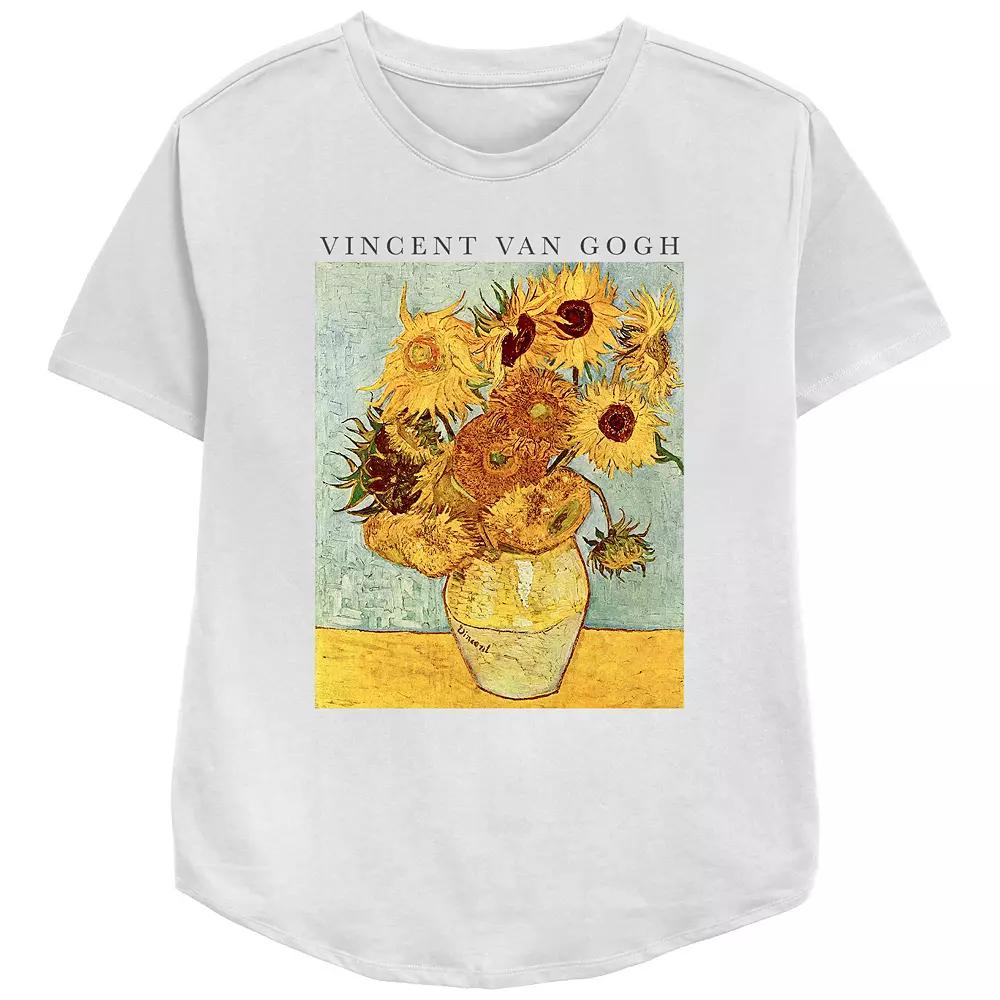 Women's Vincent Van Gogh Sunflowers Relaxed Fit Graphic Tee, Girl's,  Product Image