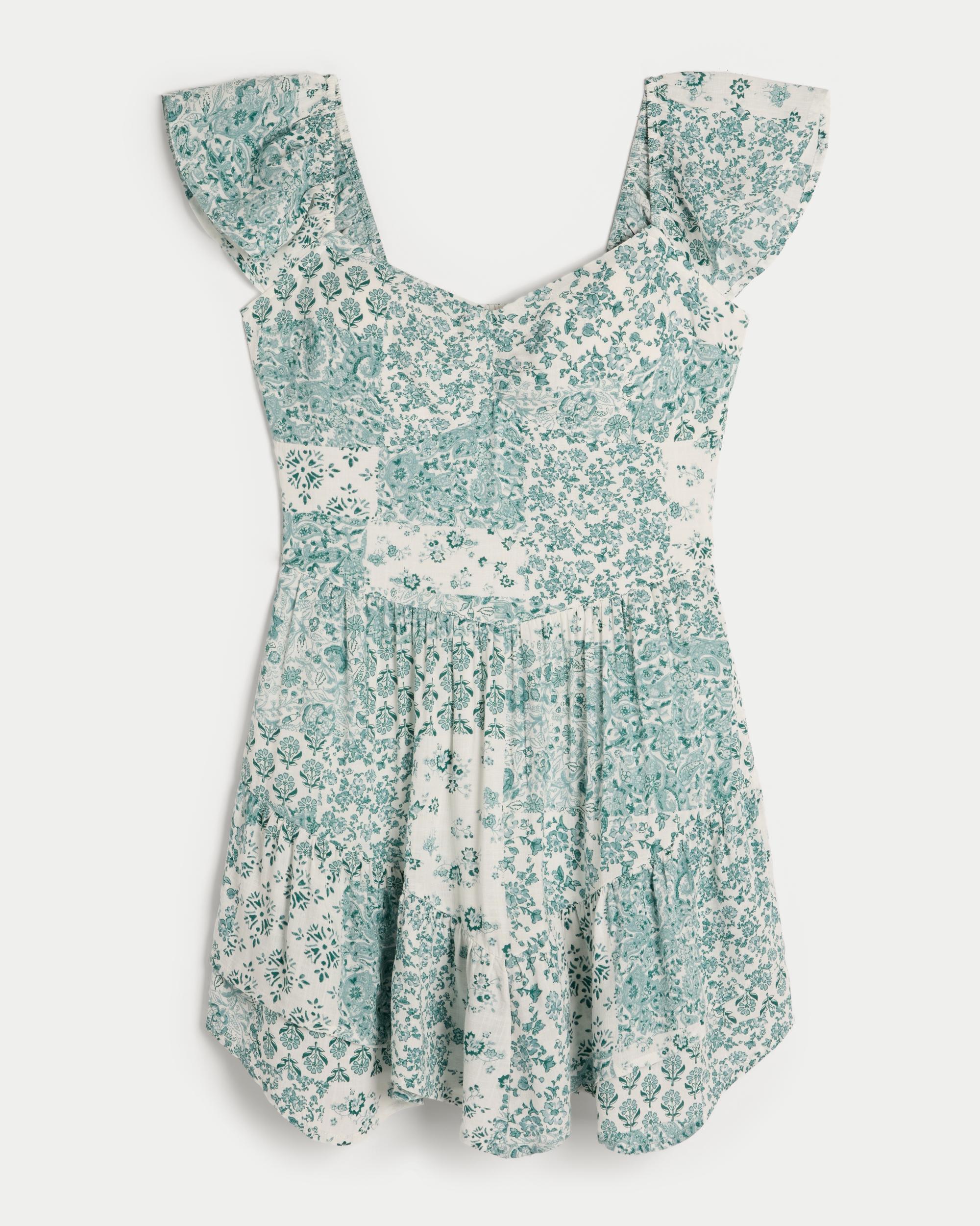 Flutter Sleeve Pinch Bust Mini Skort Dress Product Image