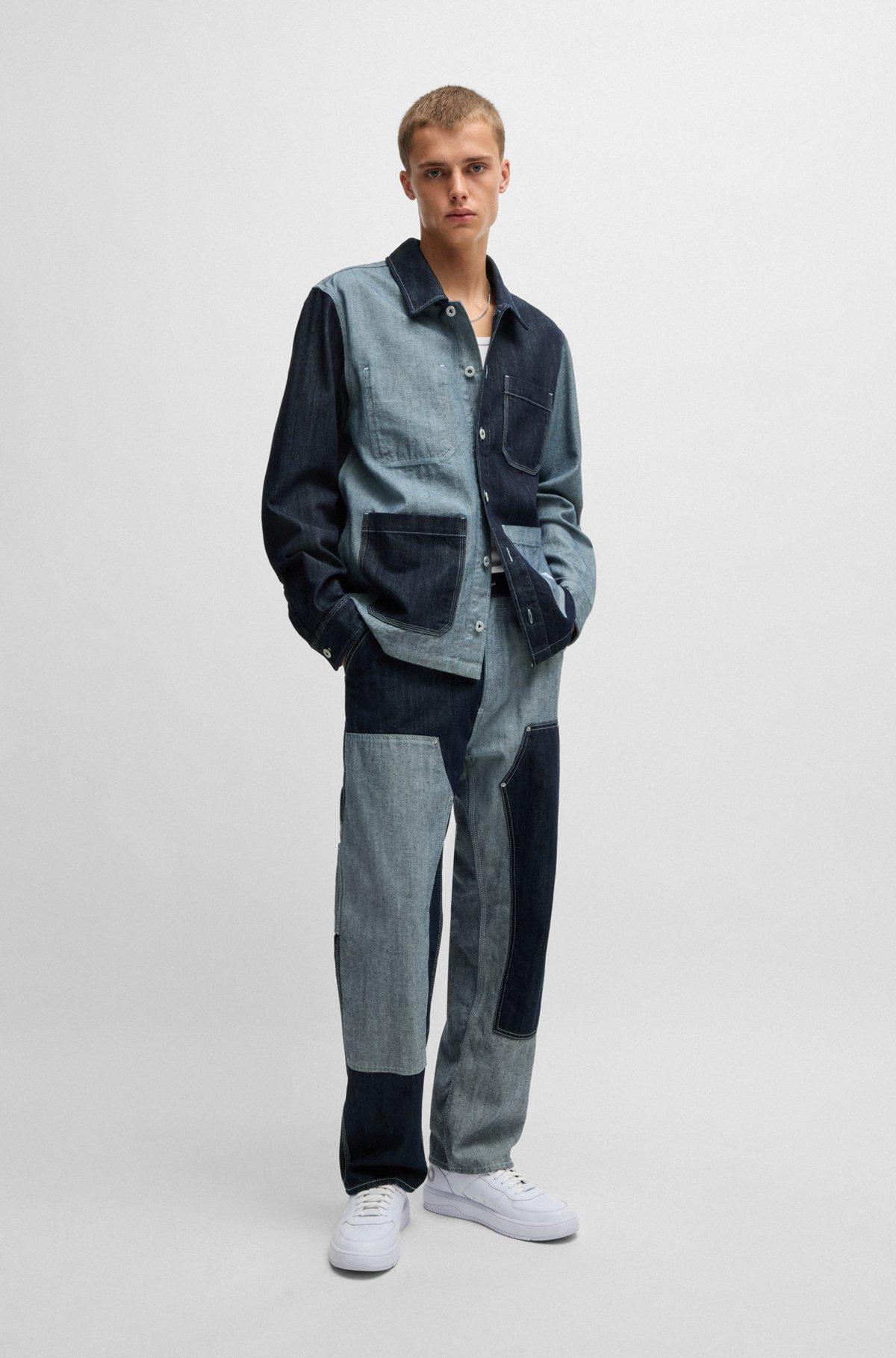 Relaxed-fit overshirt in mixed denims Product Image