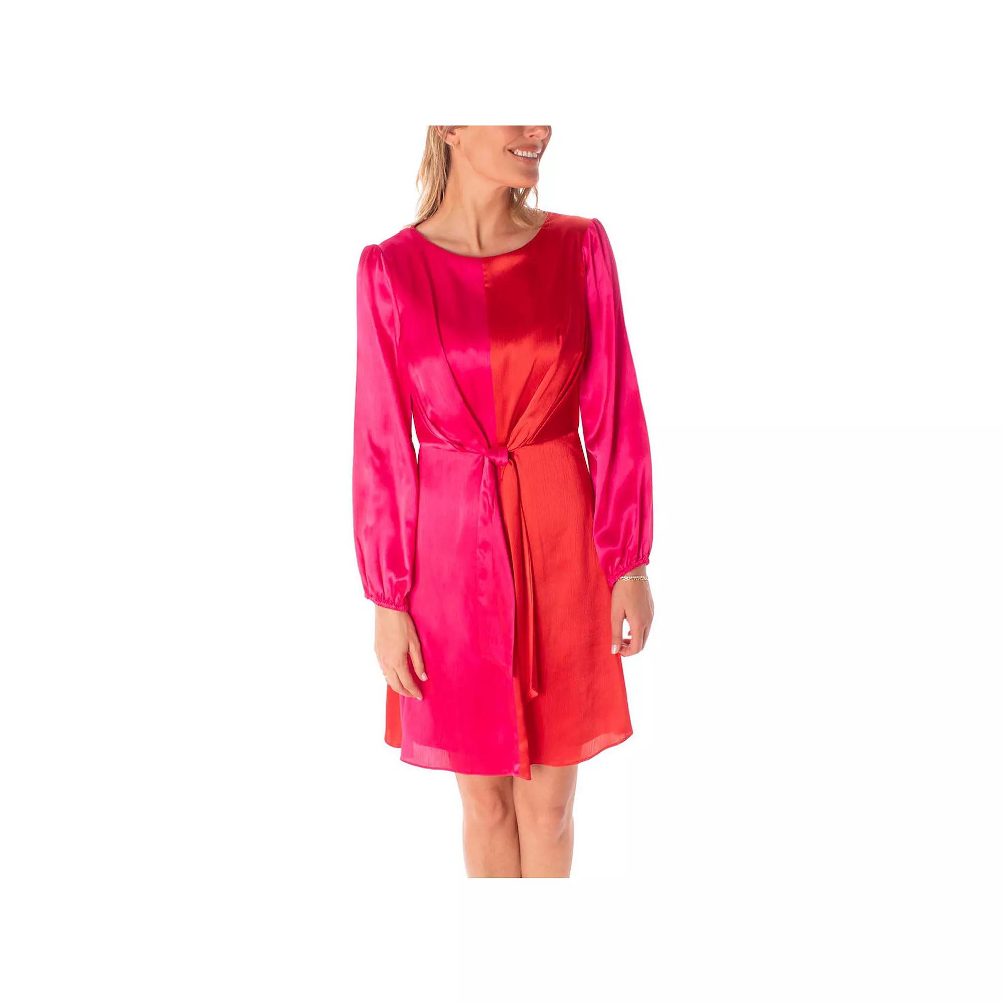 Women's Maison Tara Satin Color Blocked Fit & Flare Mini Dress,  Product Image