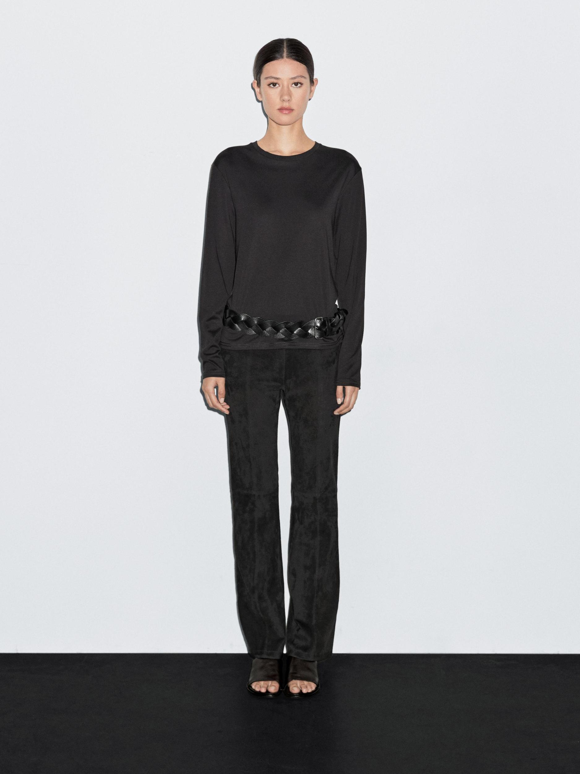 Mid-waist straight-leg trousers Product Image