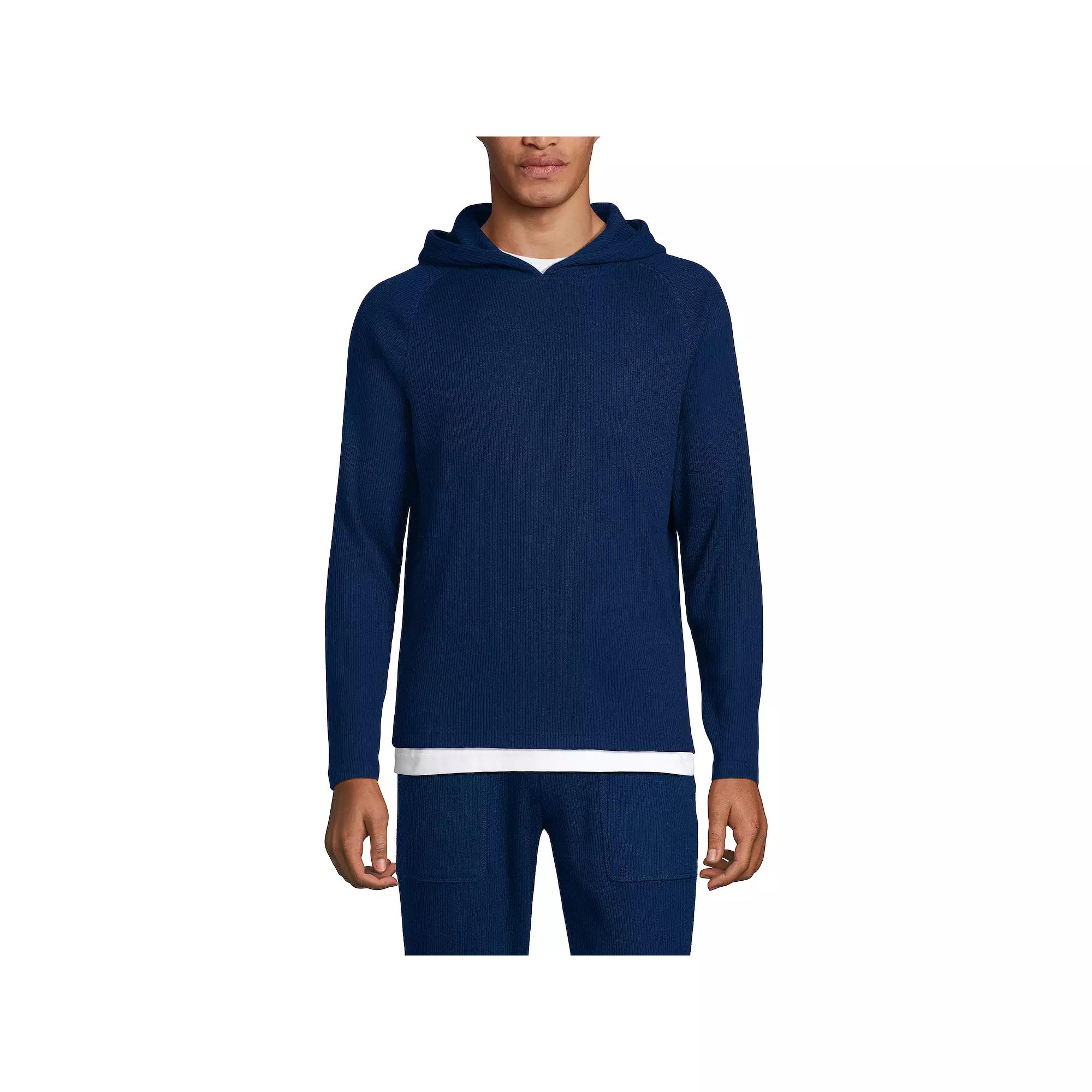 Men's Lands' End Brushed Rib Hooded Sweatshirt,  Product Image