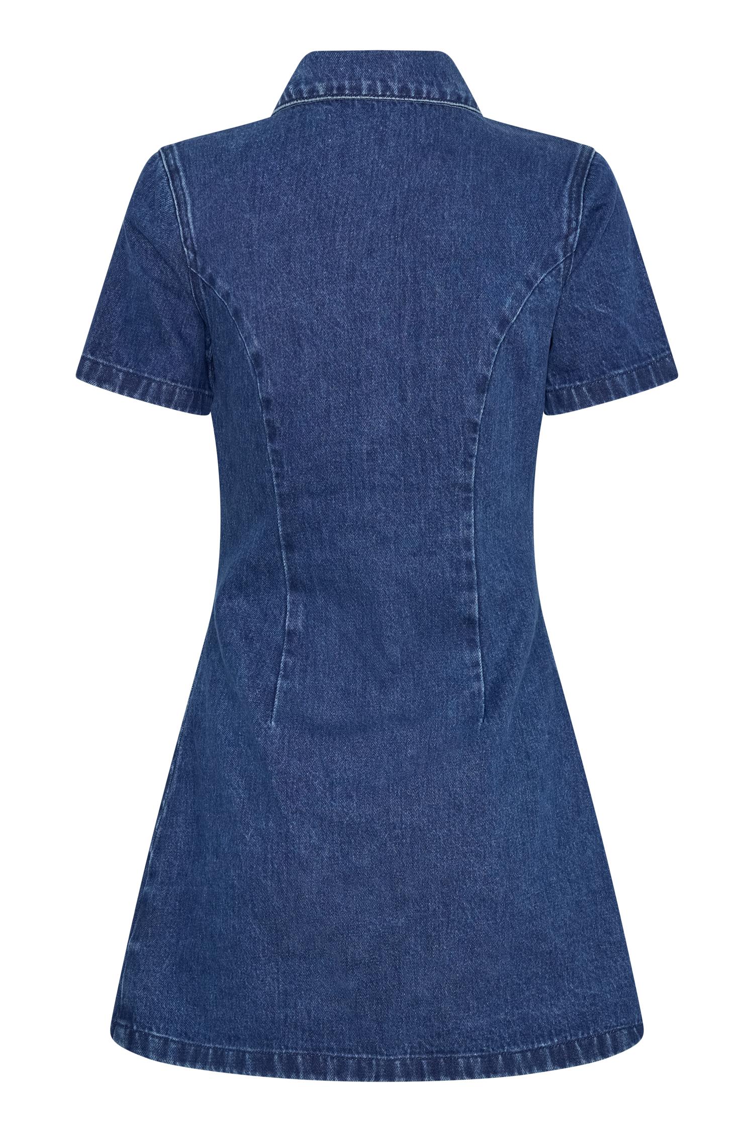 Leighton Denim Button Down Mini Dress - Dark Blue Product Image