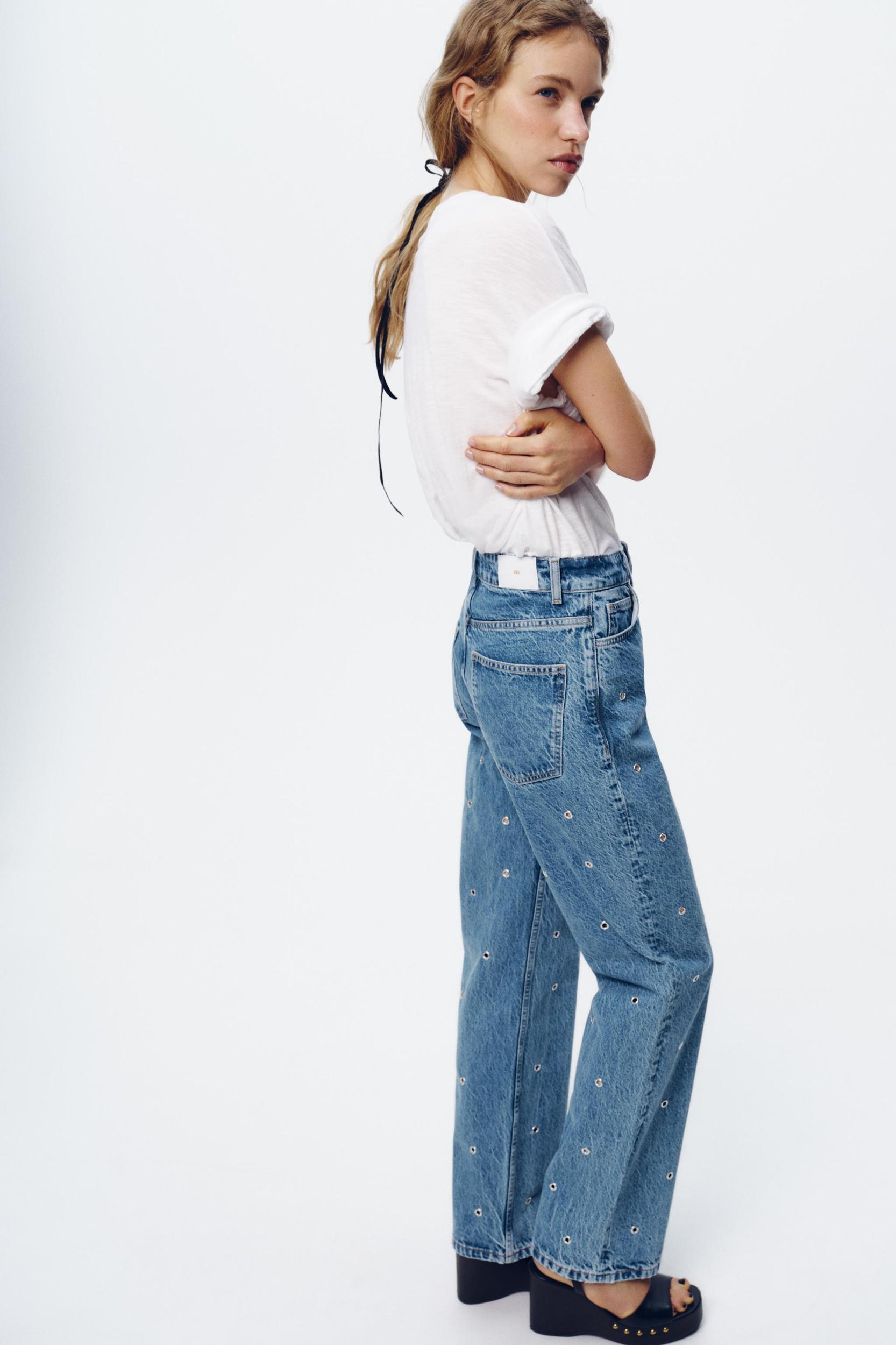 Z1975 HIGH-WAISTED STRAIGHT LONG LENGTH EYELET JEANS Product Image