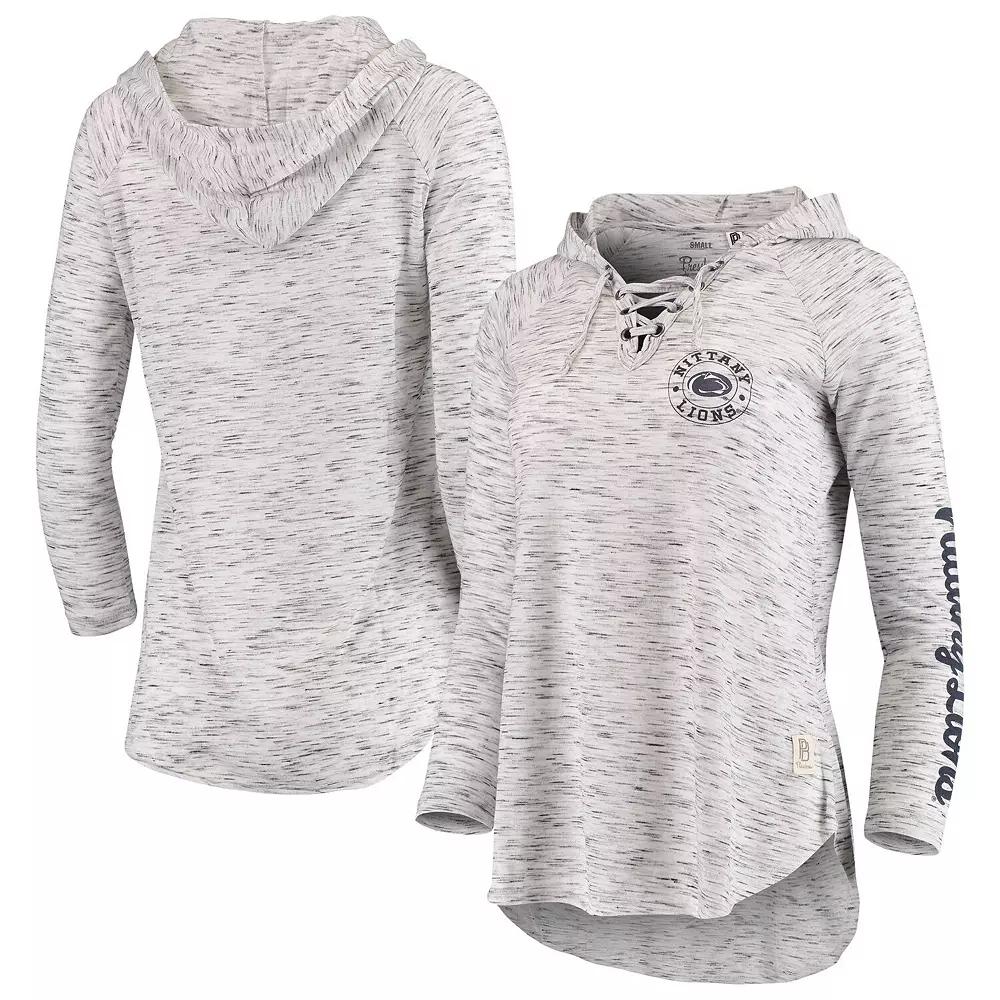 Women's Pressbox Gray Penn State Nittany Lions Space Dye Lace-Up V-Neck Long Sleeve T-Shirt, Size: Small, Grey Product Image