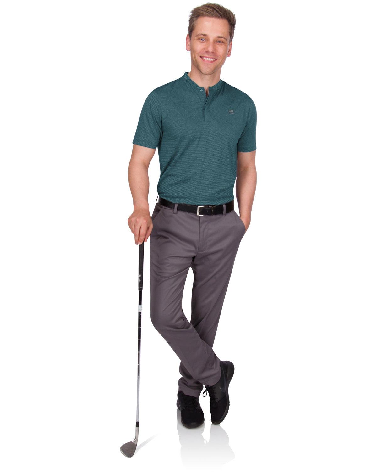 Three Sixty Six Men's Thin-Striped Collarless Golf Polos Male Product Image