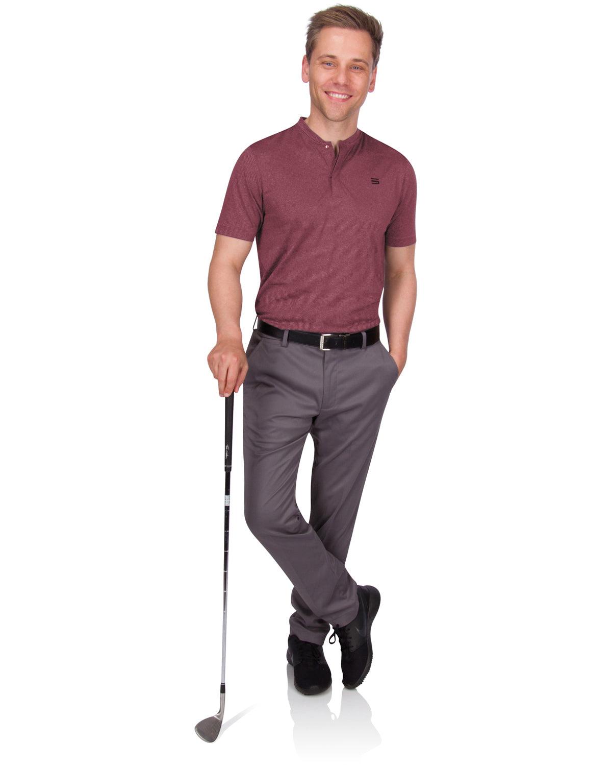 Three Sixty Six Men's Thin-Striped Collarless Golf Polos Male Product Image