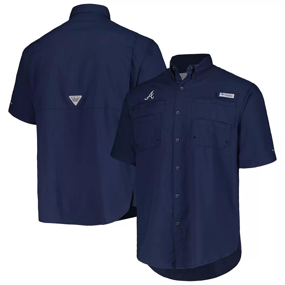 Men's Columbia Navy Atlanta Braves Tamiami Omni-Shade Button-Down Shirt, Size: Large, Blue Product Image