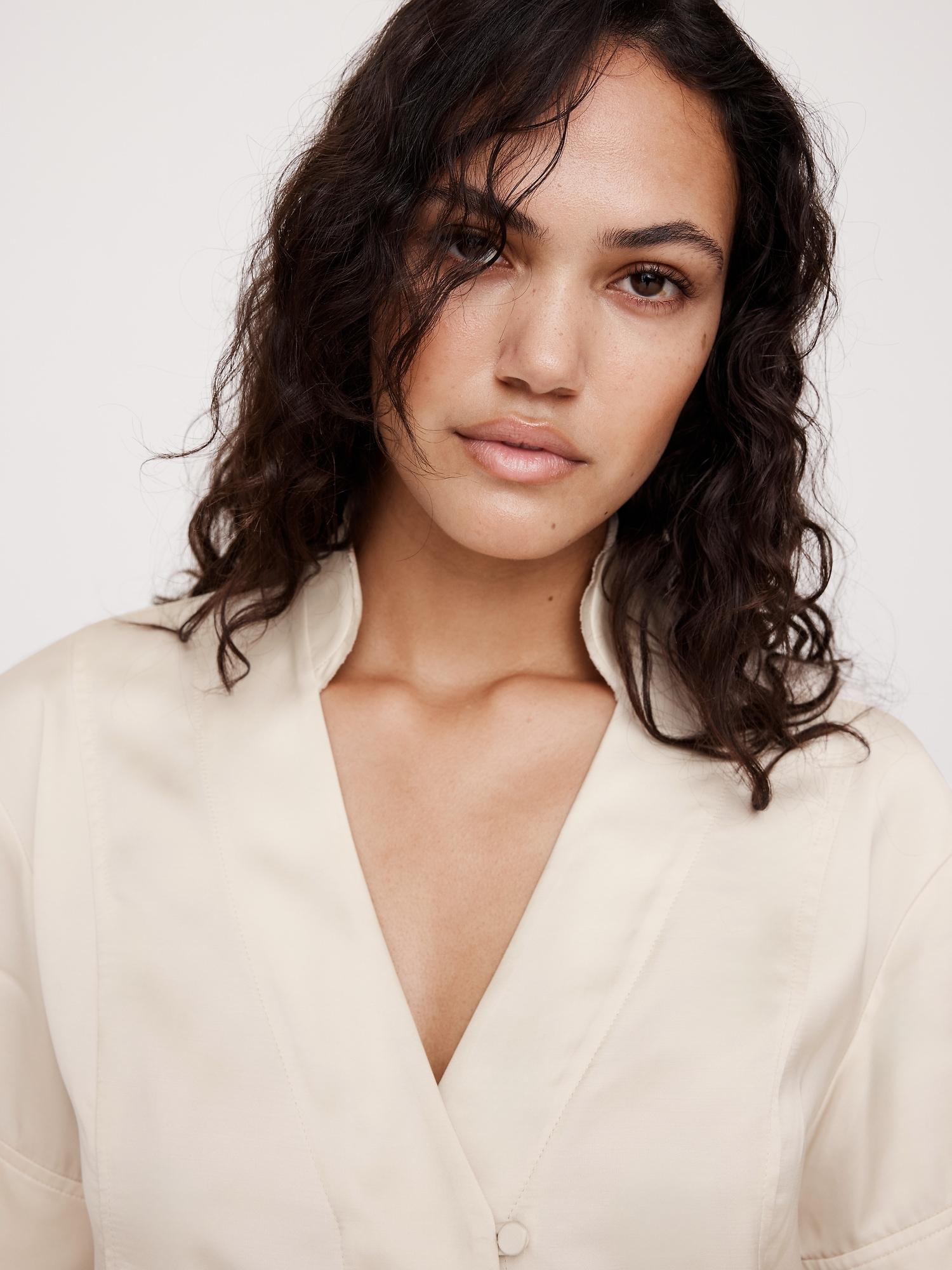 Satin Short-Sleeve Shirt Product Image