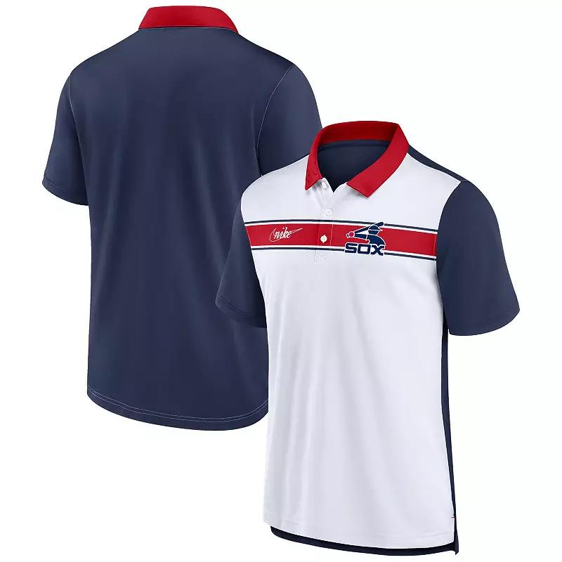 Men's Nike White/Navy Chicago White Sox Rewind Stripe Polo,  Product Image