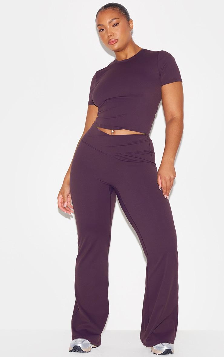 Dark Plum Sculpt Short Sleeve Longline Gym Top Product Image