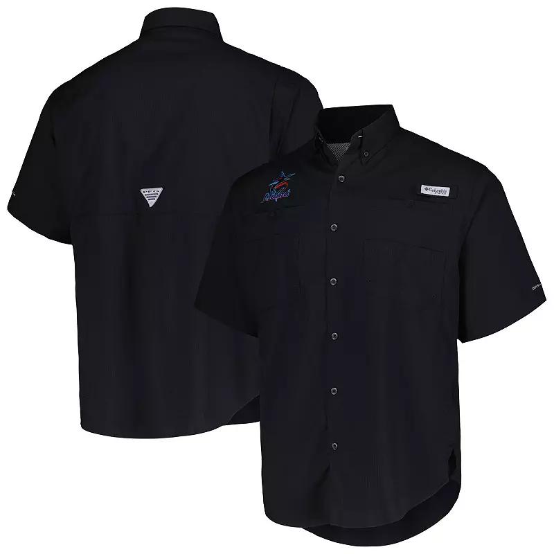 Men's Columbia Black Miami Marlins Tamiami Omni-Shade Button-Down Shirt,  Product Image