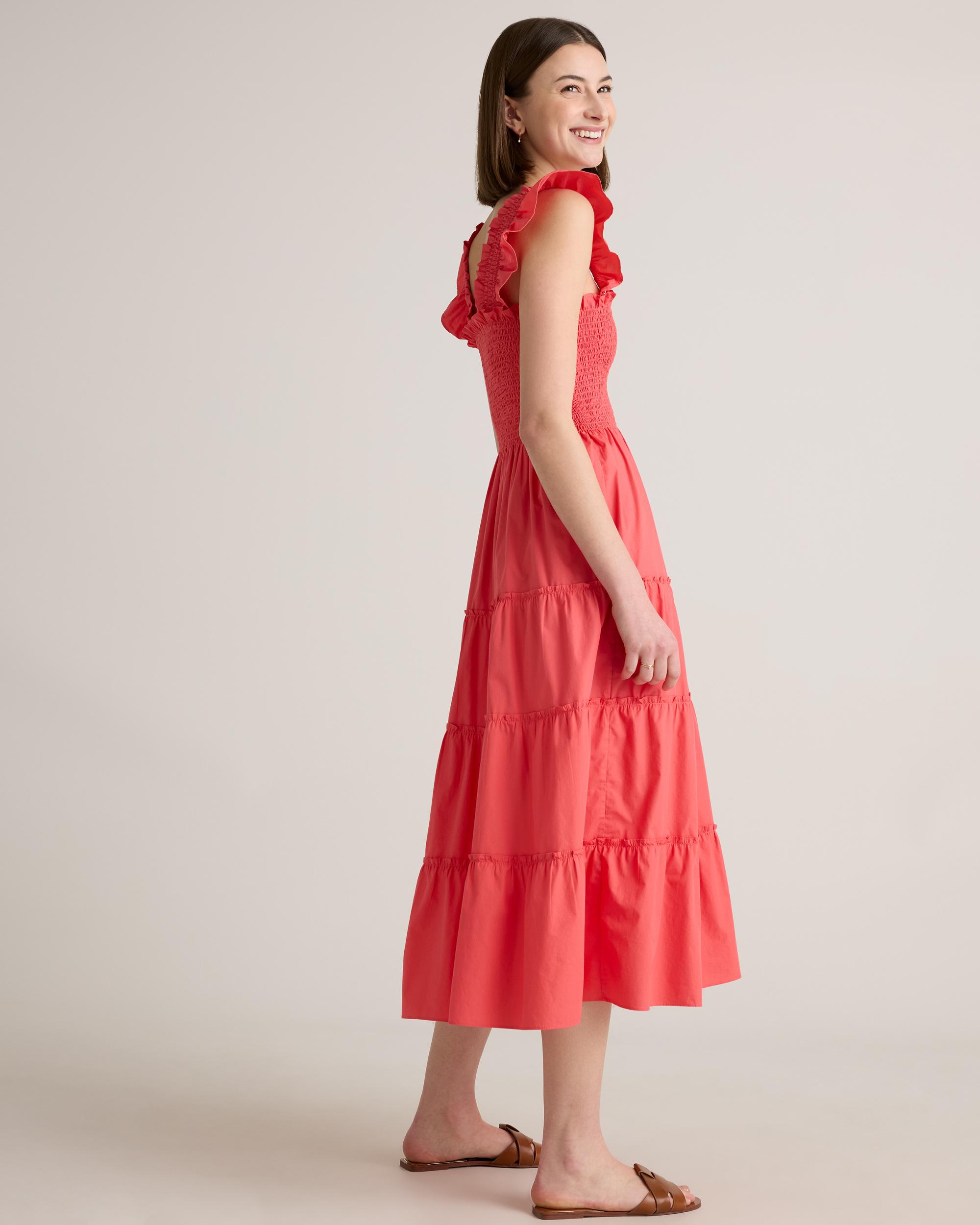 Quince | Women's Poplin Smocked Midi Dress Organic Cotton Product Image