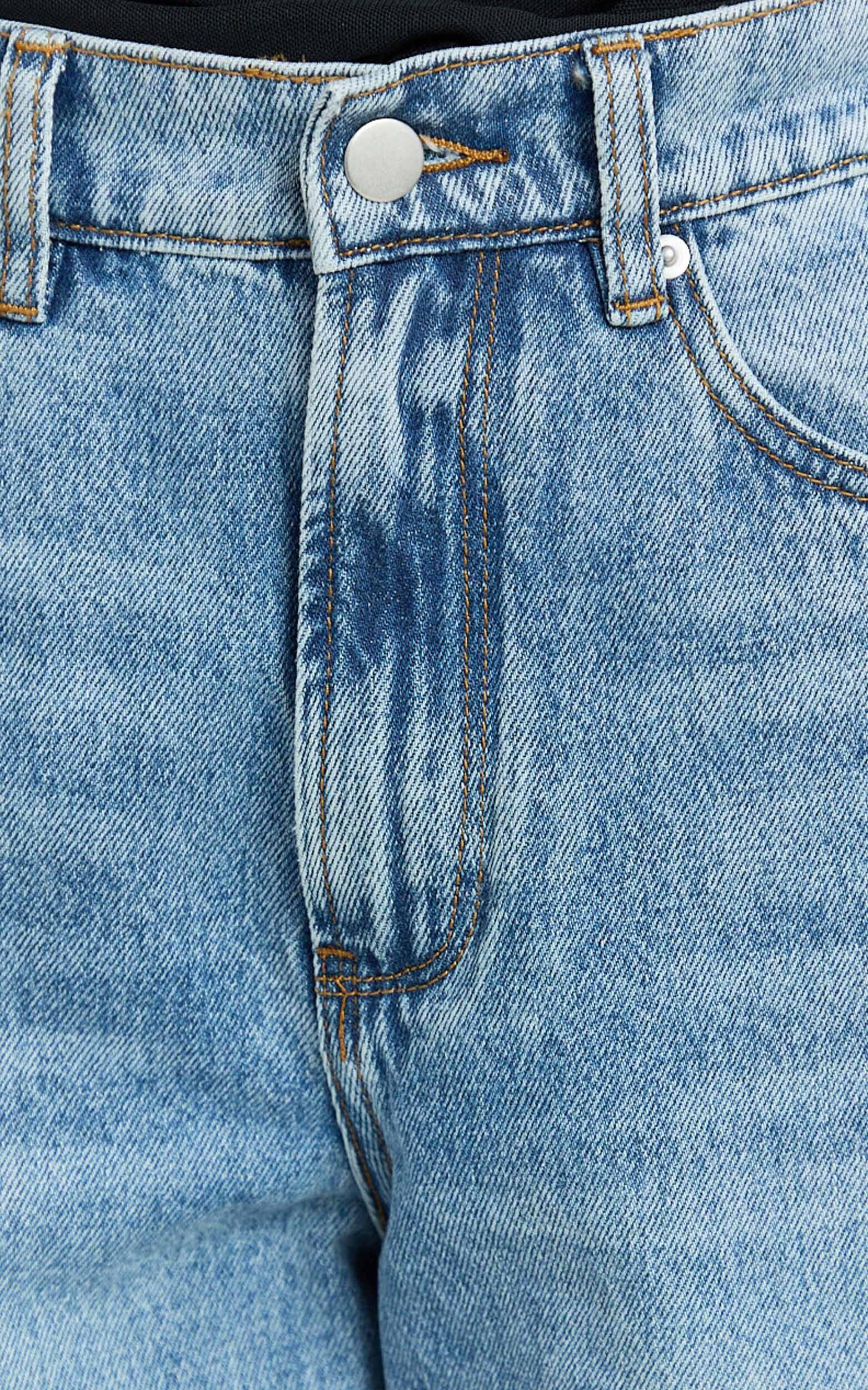 Nessa Jeans - High Waist Straight Leg Jeans in Light Blue Wash Product Image