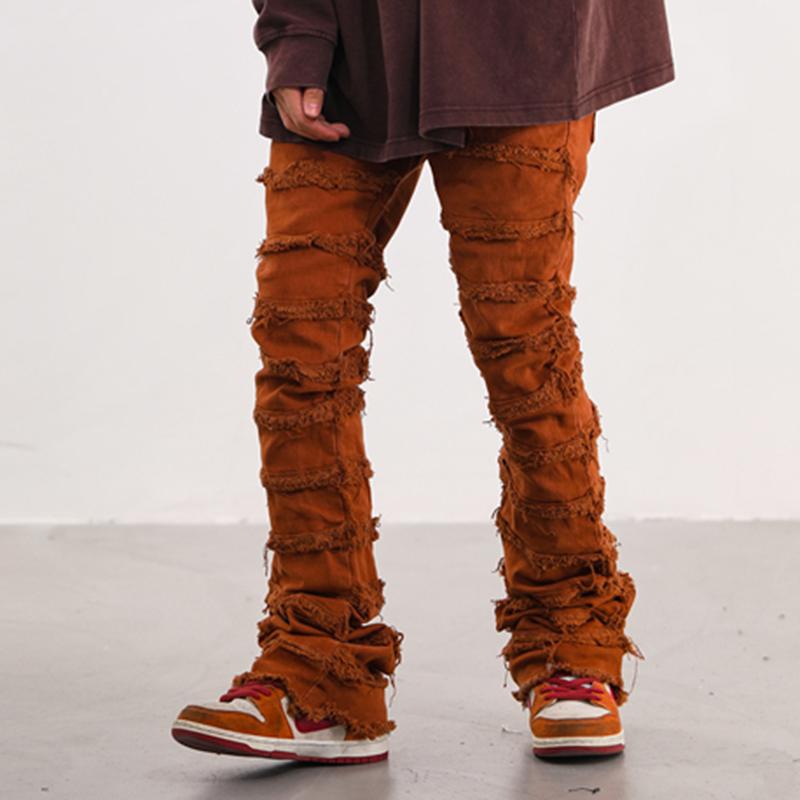 Vintage Erosion Damaged Raw Edge Jeans Product Image