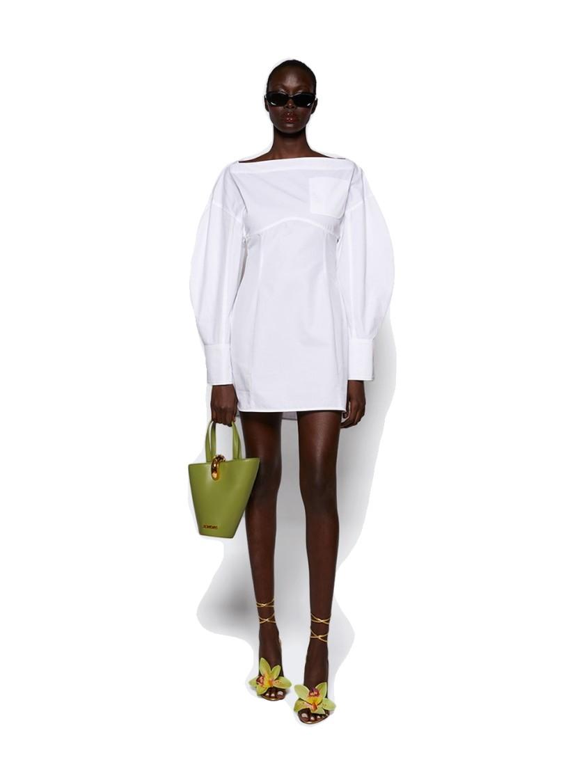 JACQUEMUS La Casaco Long Sleeve Cotton Shirtdress In White Product Image