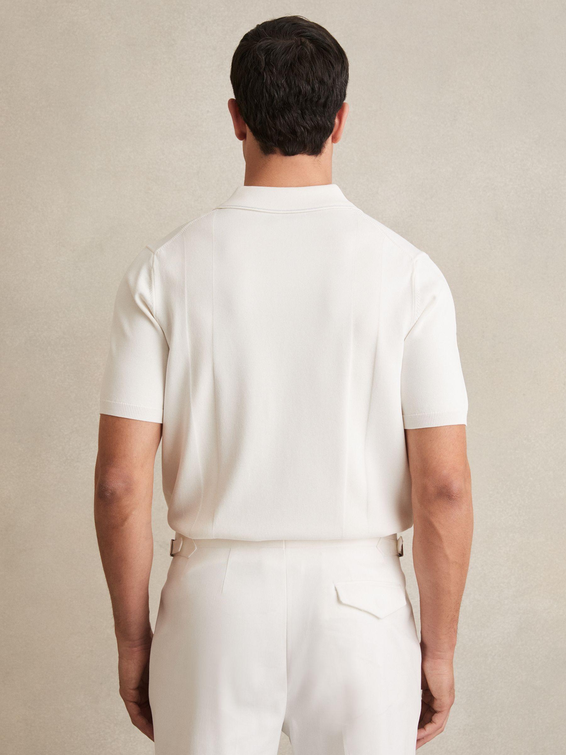 Colour-Block Knit Polo Shirt in Navy/White Product Image