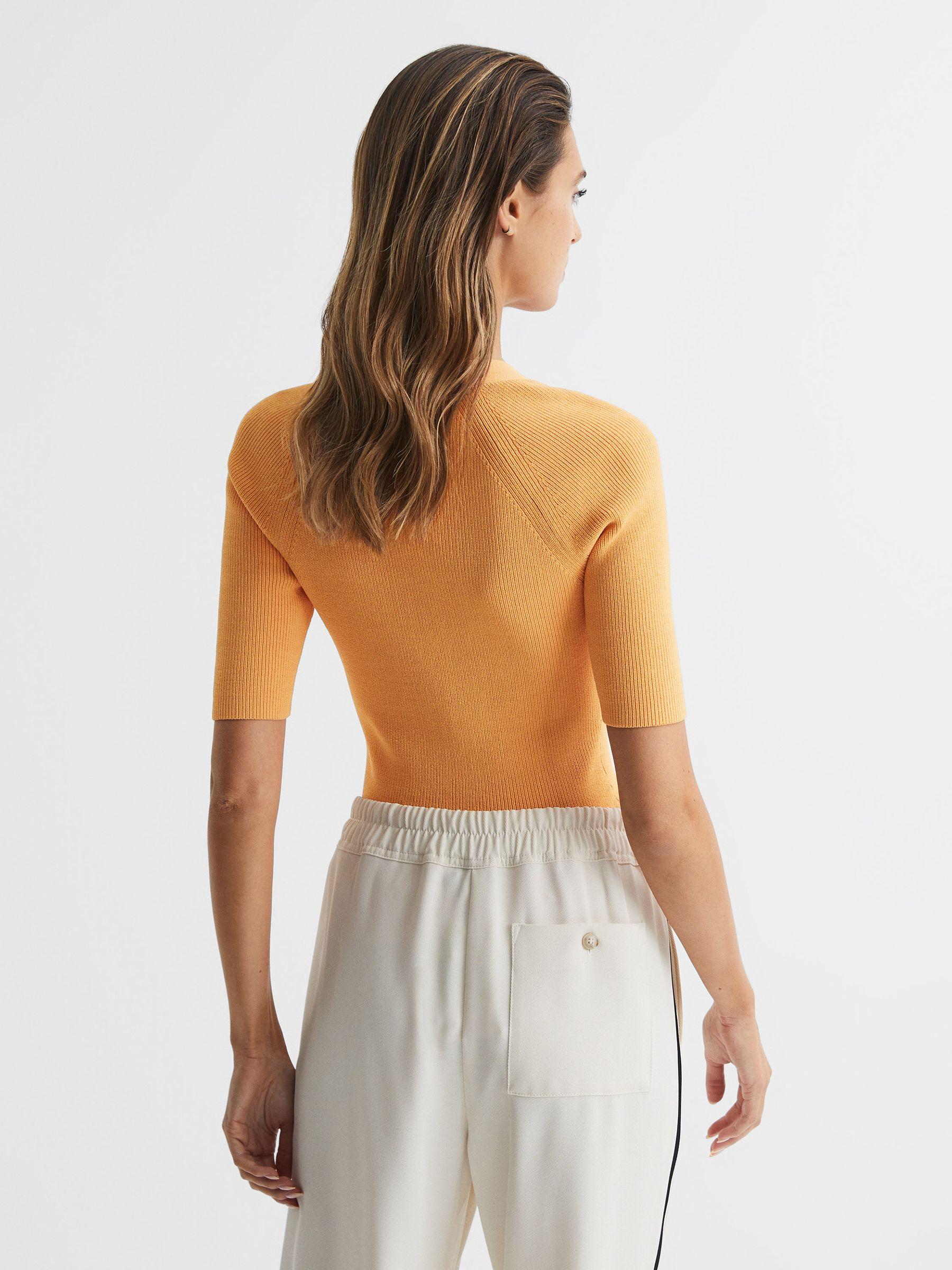 Square Neck Ribbed Top in Orange Product Image