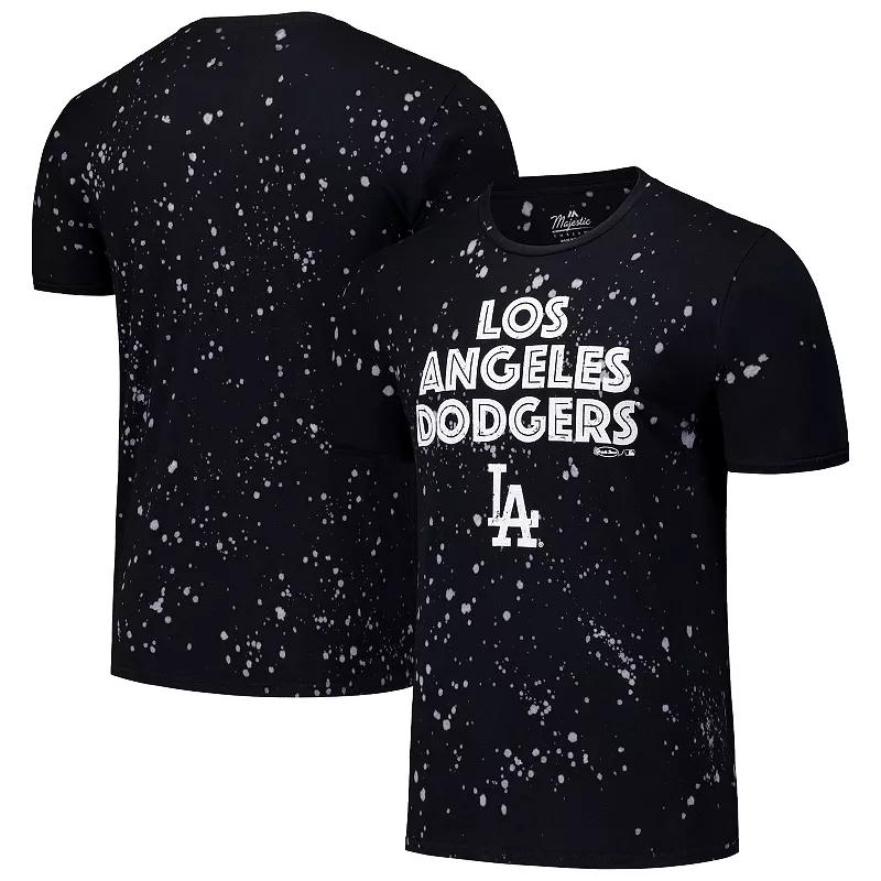 Men's Majestic Threads Black/White Los Angeles Dodgers Splatter T-Shirt,  Product Image
