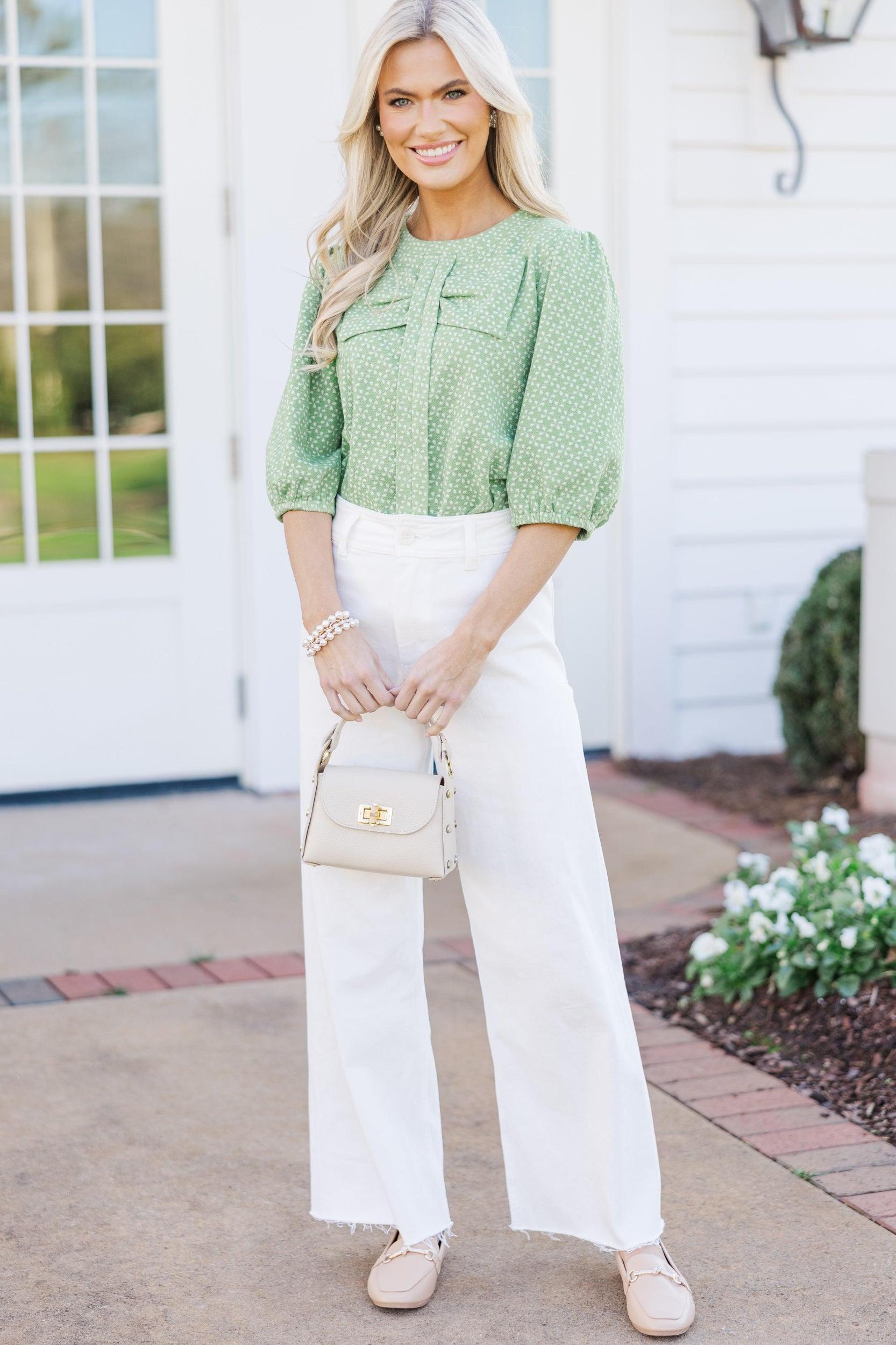 Stand Out Green Bow Detail Blouse Female Product Image