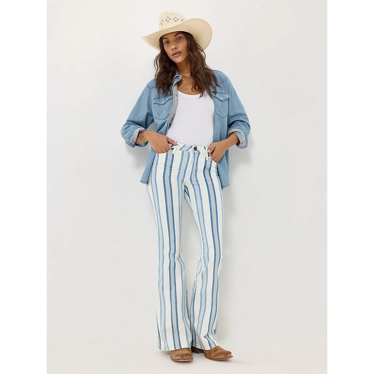 Women's Wrangler Retro® Striped Bailey High Rise Flare Jean in Gabby Product Image