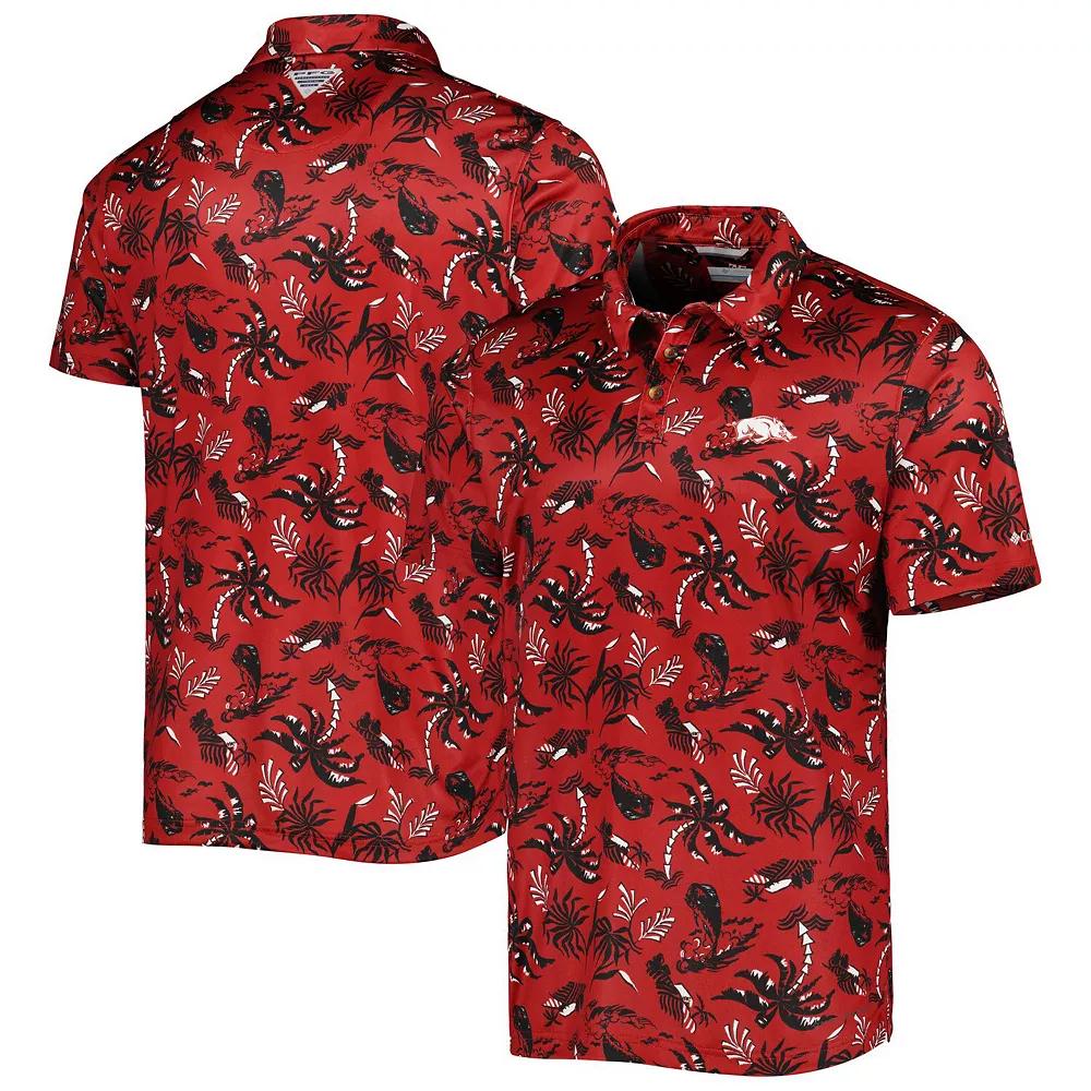 Men's Columbia Cardinal Arkansas Razorbacks Super Terminal Tackle Omni-Shade Polo,  Product Image