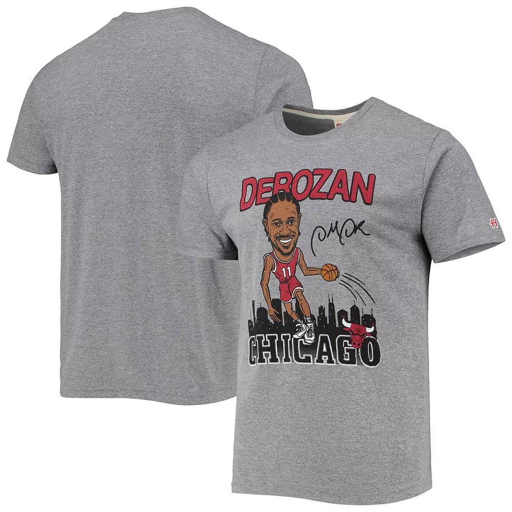 Men's Homage DeMar DeRozan Heathered Gray Chicago Bulls Caricature Tri-Blend T-Shirt, Size: Small, Grey Product Image