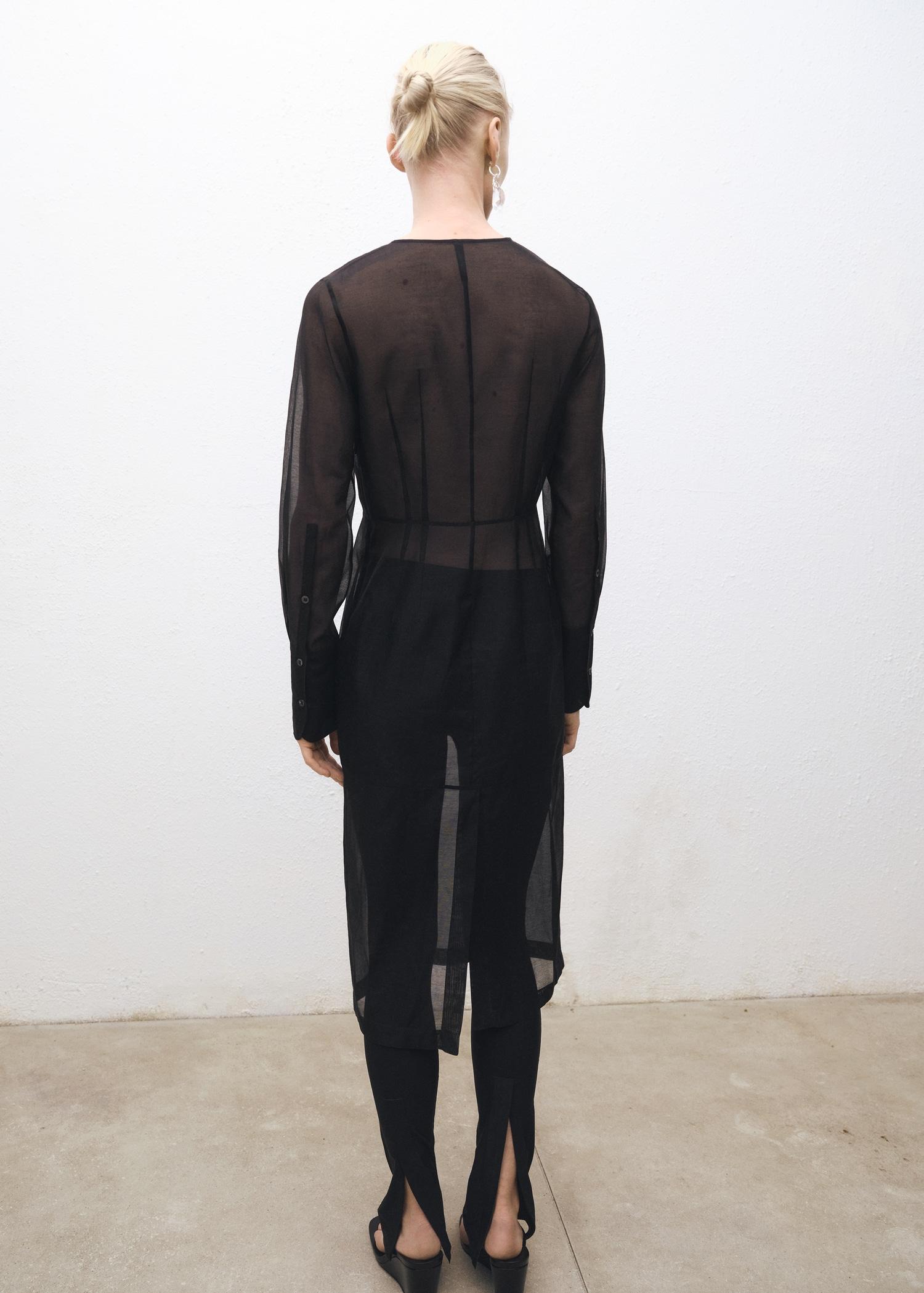 Semi-transparent silk-blend midi-dress - Women | MANGO USA Product Image